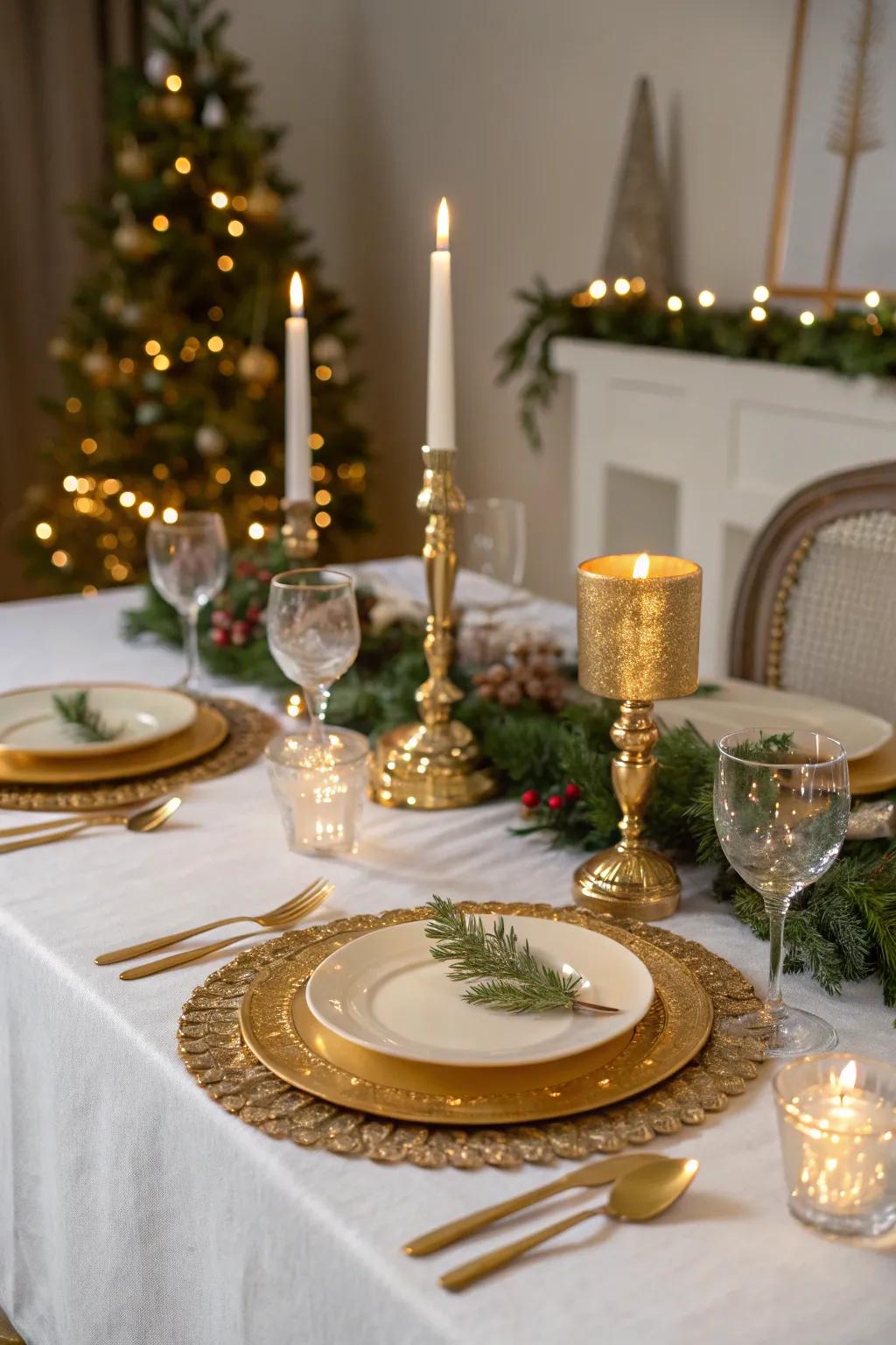 Gleaming touches bring a stroke of grace to your holiday meal space.