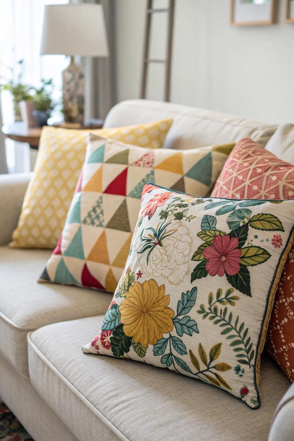 Mixing patterns delivers a lively and tailored impression to the decor.