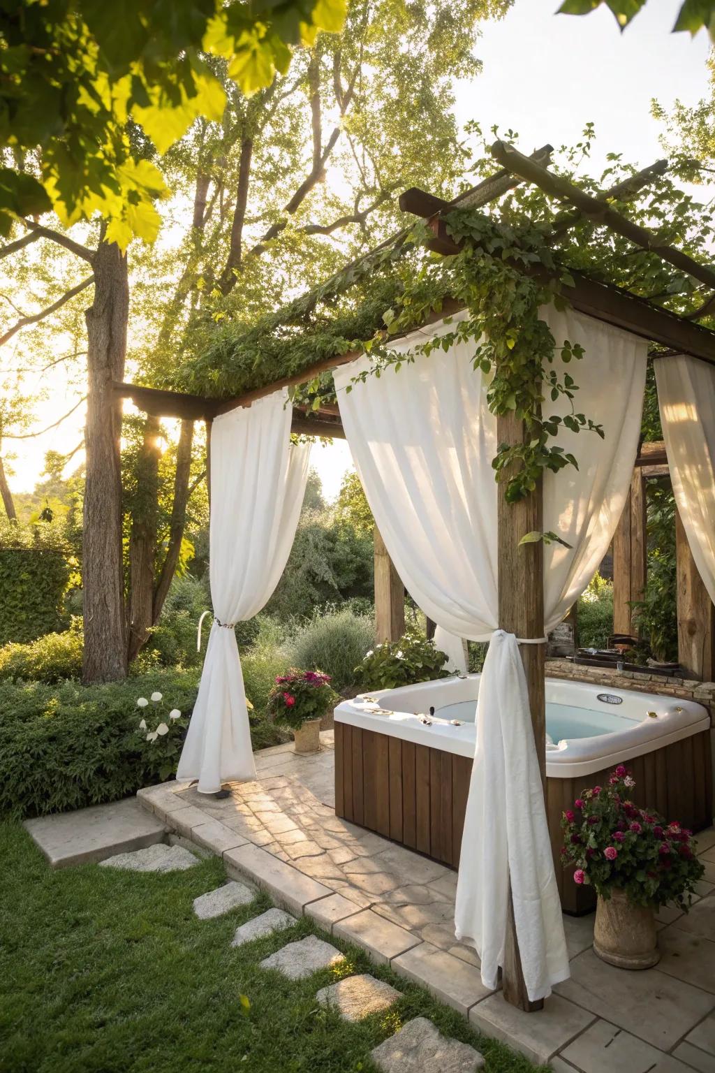 Craft a resort-like atmosphere with a canopied retreat draped in elegant fabric.