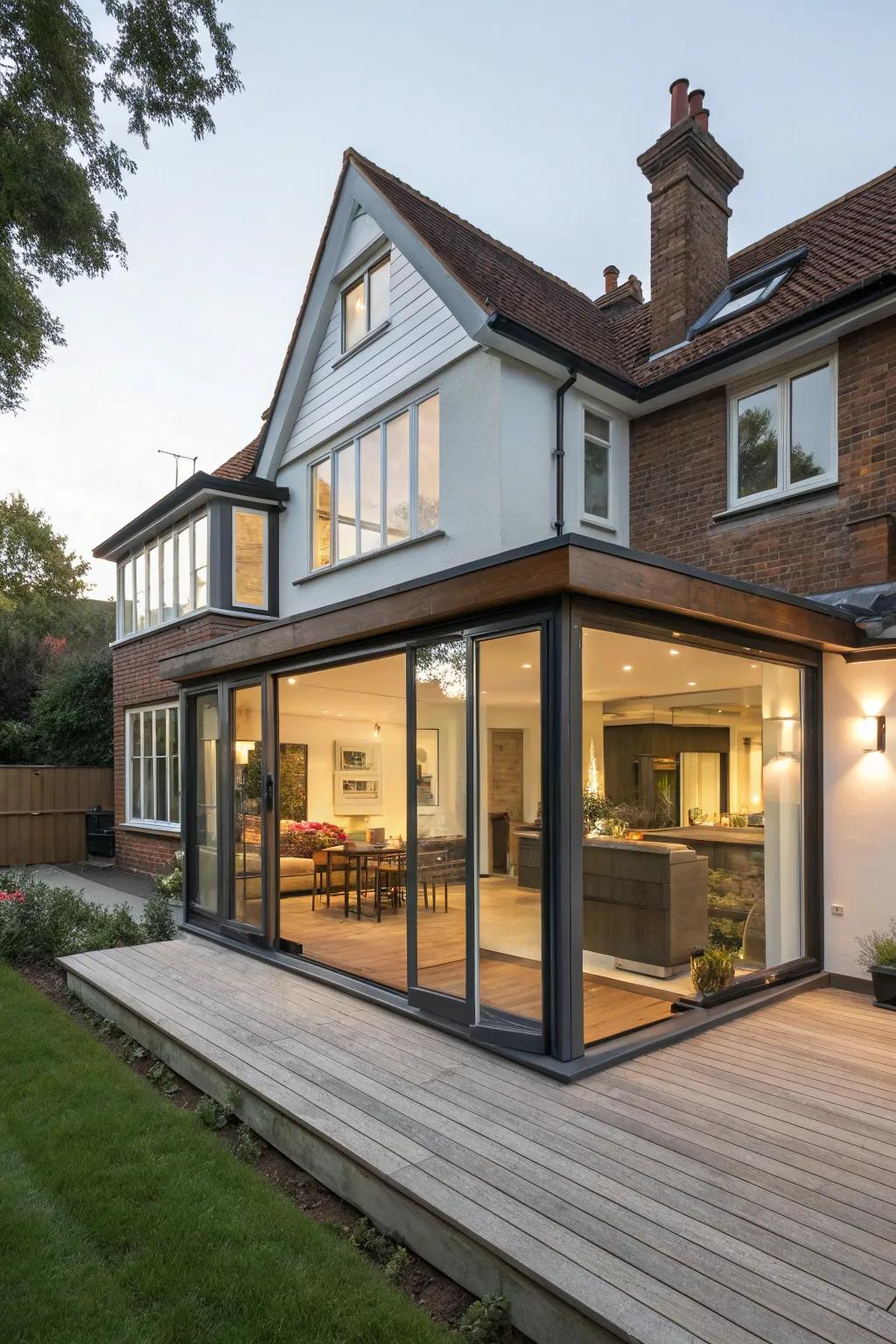 A wrap-around extension creating expansive and connected living areas.