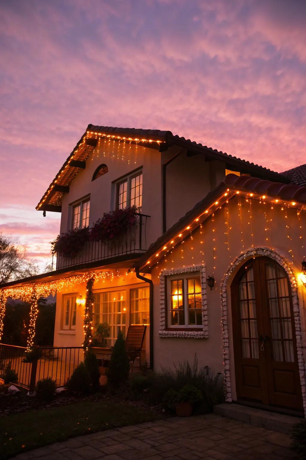 Eerie shine from Halloween twinkling lights