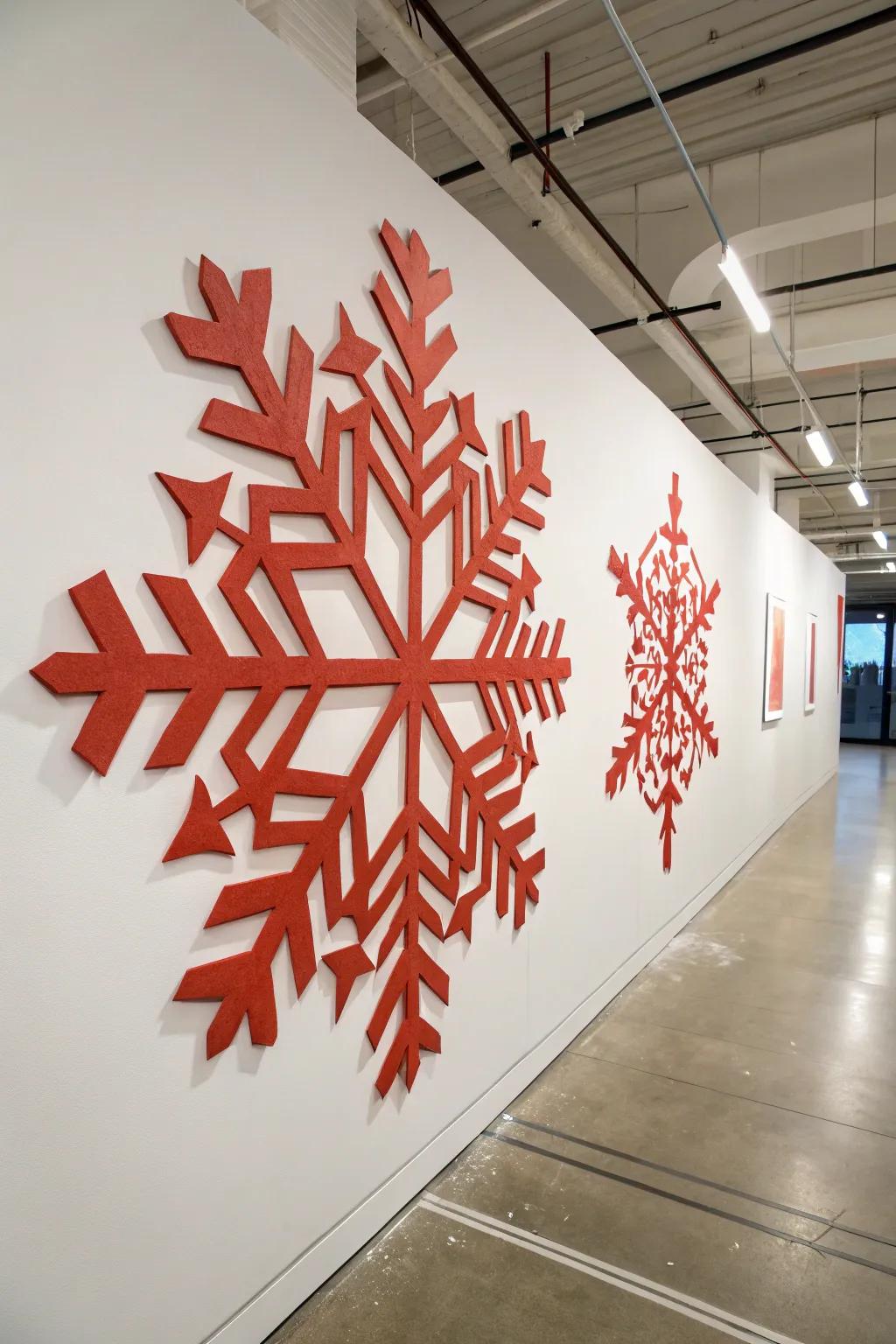 Geometric motifs inject a contemporary vibe into your snowflake artistry.