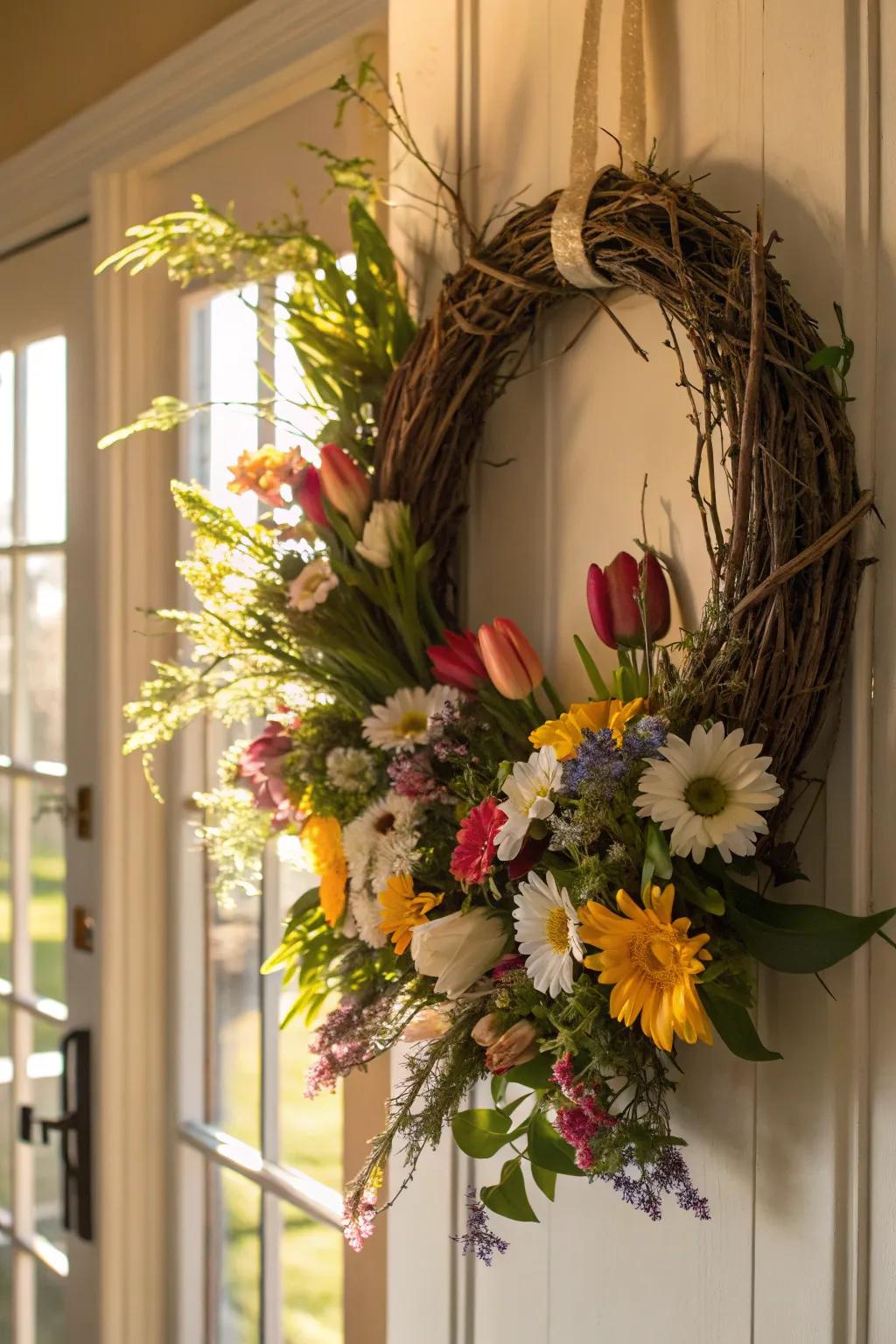 A spring circlet flourishing with vitality and color.