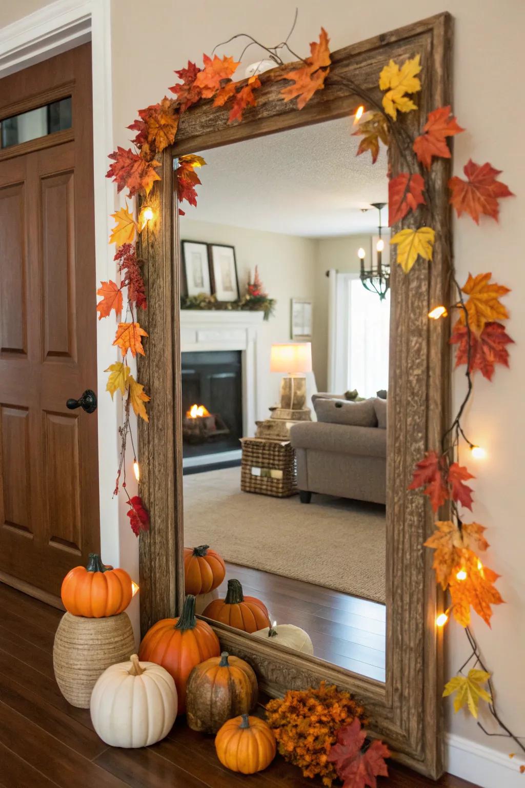 Seasonal decors impart coziness and allure to your mirror.
