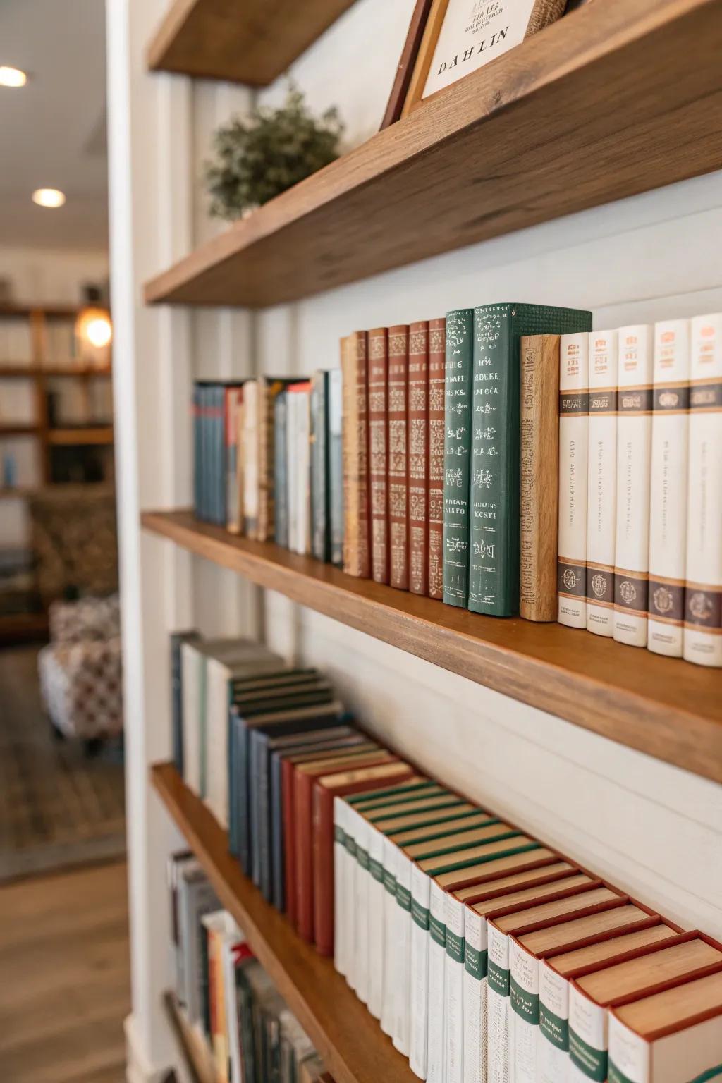Books used as decor lend charm and captivation.