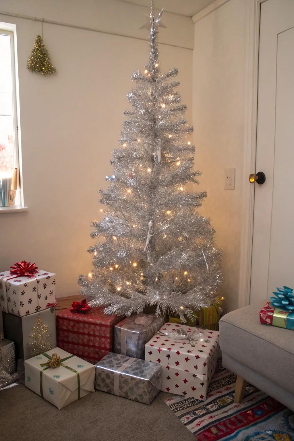 A special holiday tree formed entirely of sparkle ribbon.
