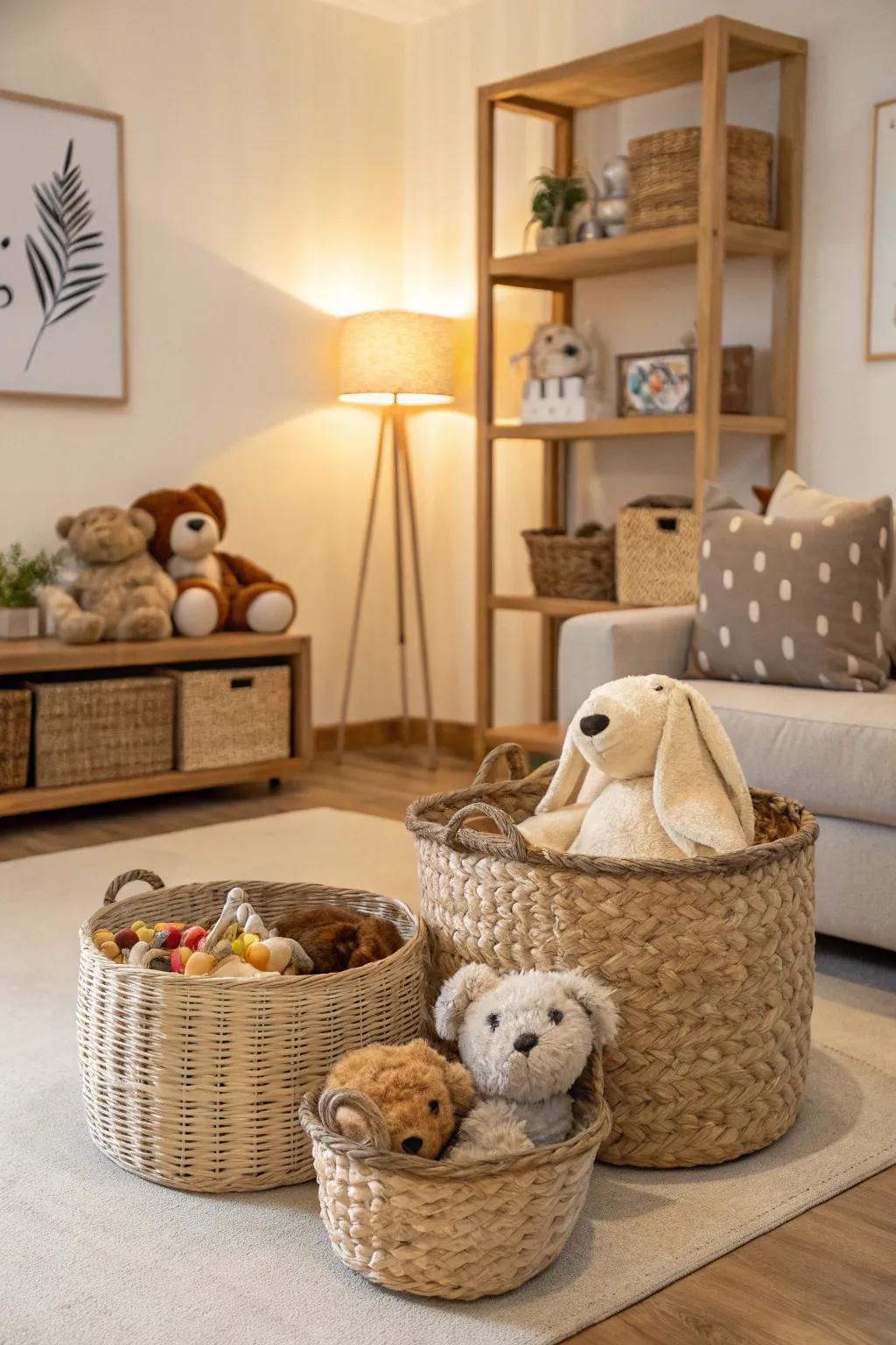 Hampers provide an elegant and handy storage option.