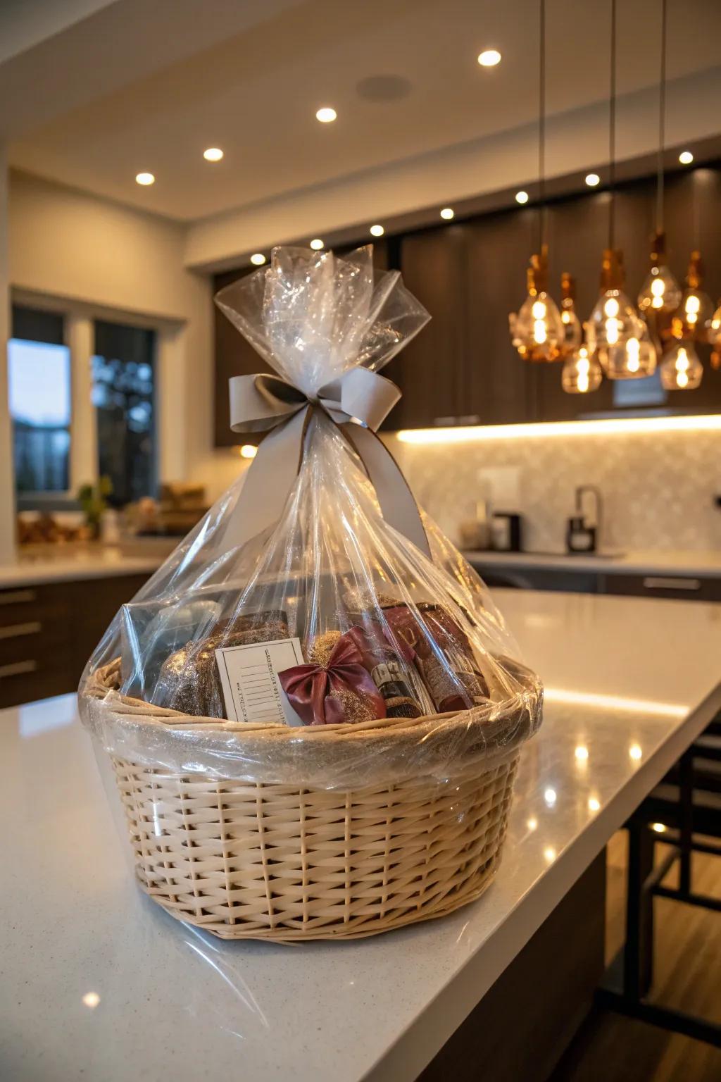 Heat-sealed covering makes baskets look smooth and secure.