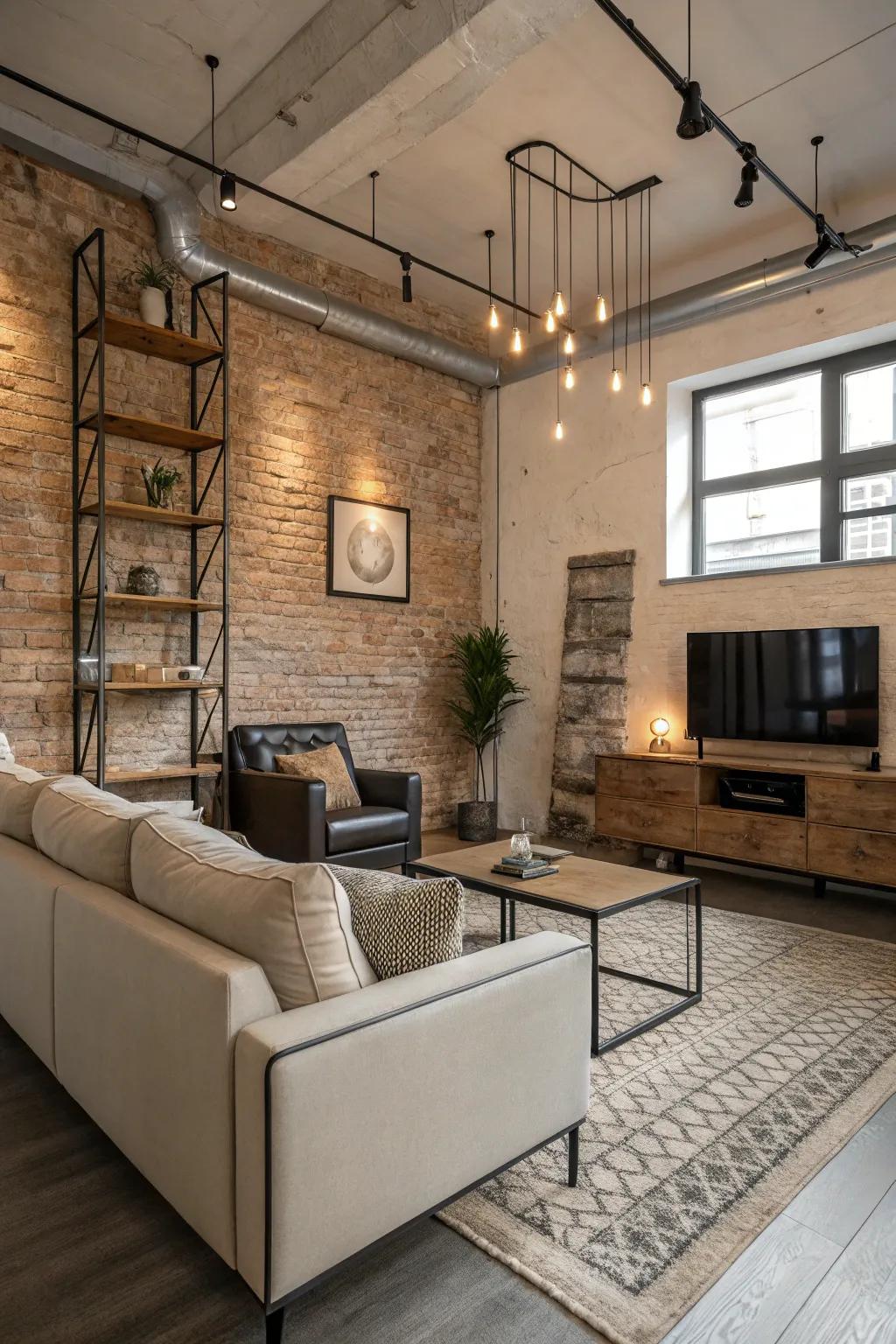 Neutral hues allow industrial elements to command attention.