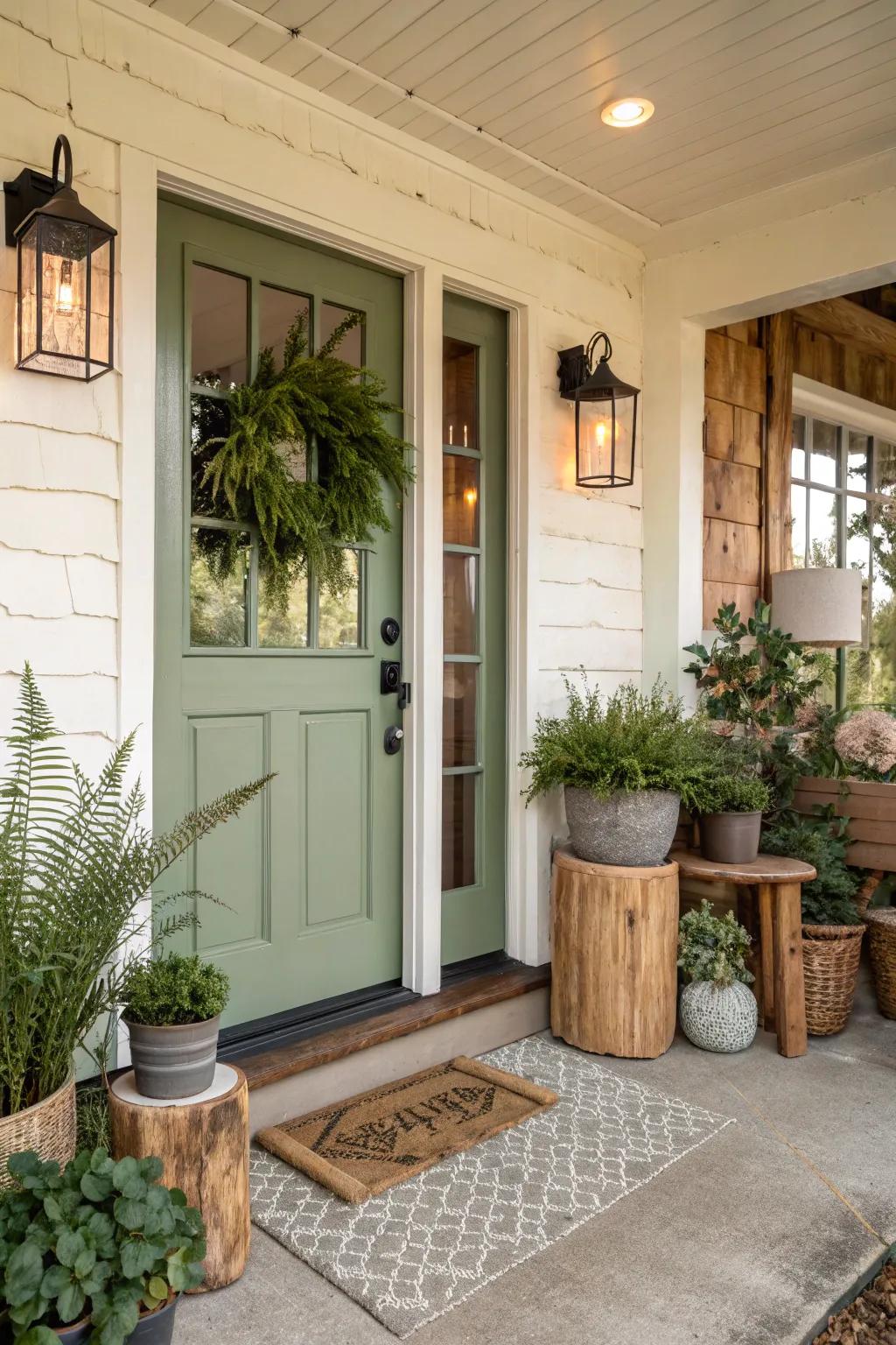 Thyme painted entrance providing a calming effect in the entryway.