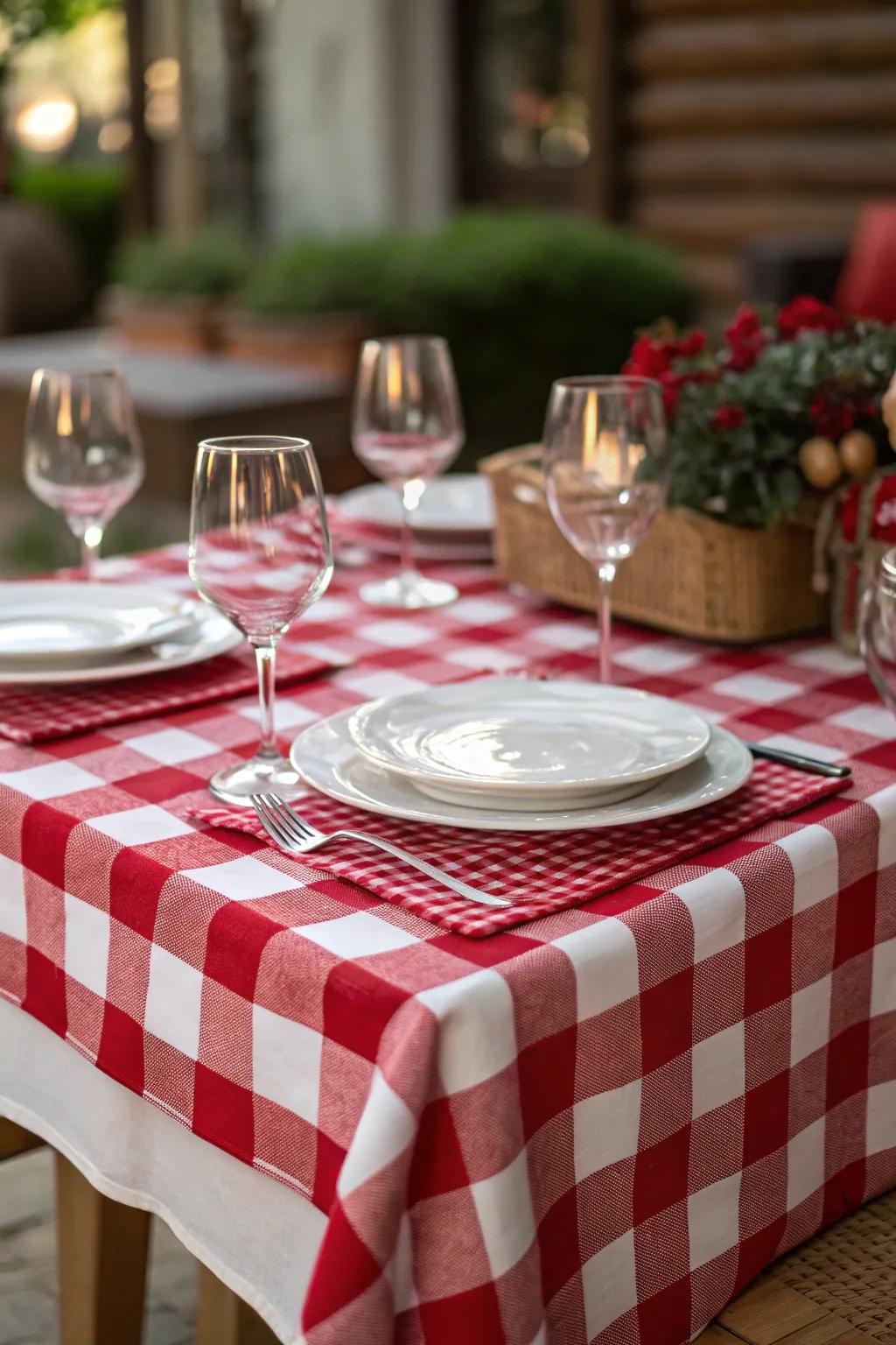 Squared table covers introduce a traditional Italian detail to your dining setting.