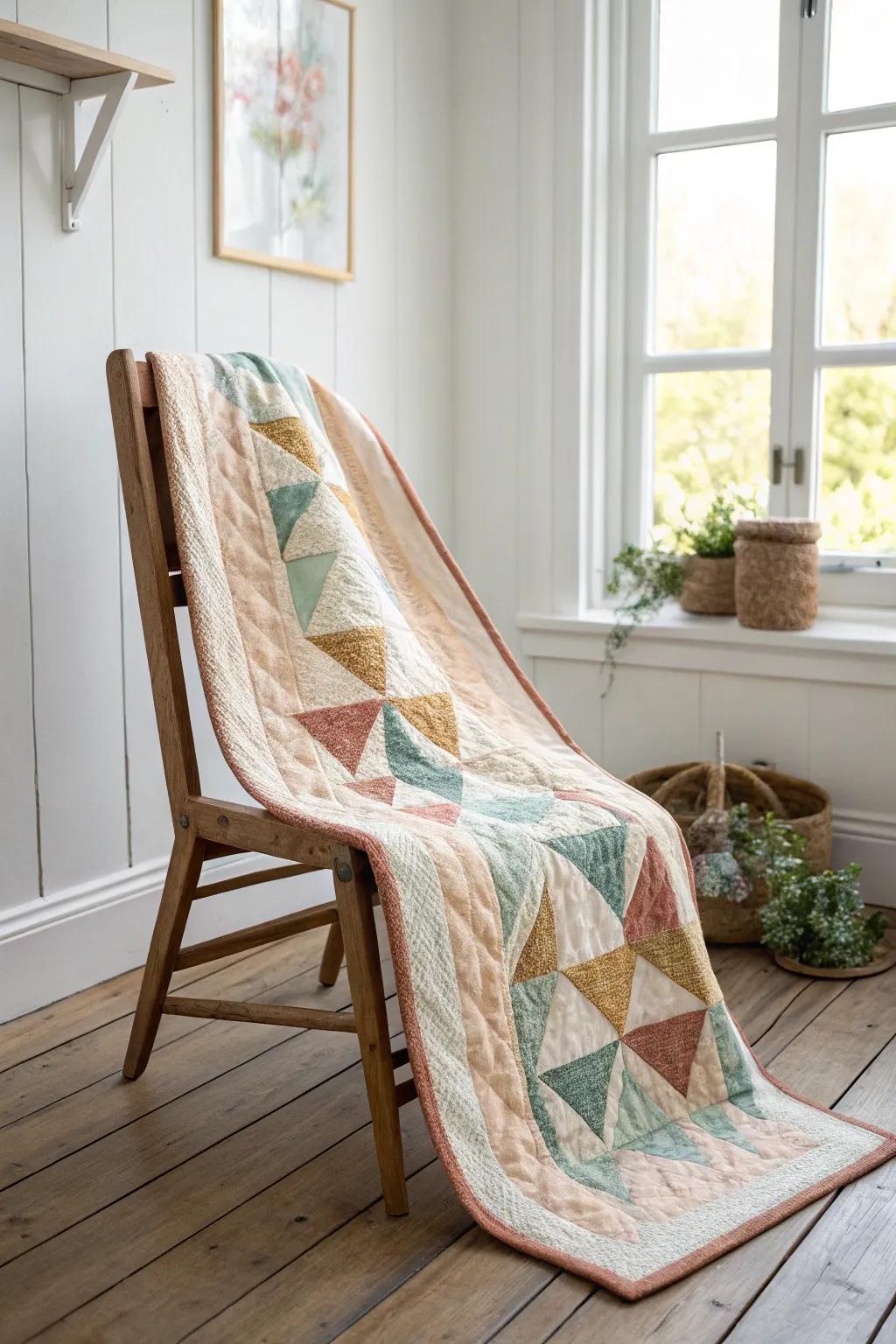 Discover the beauty of simplicity with this stunning shapely joy quilt, where every piece finds its perfect place.