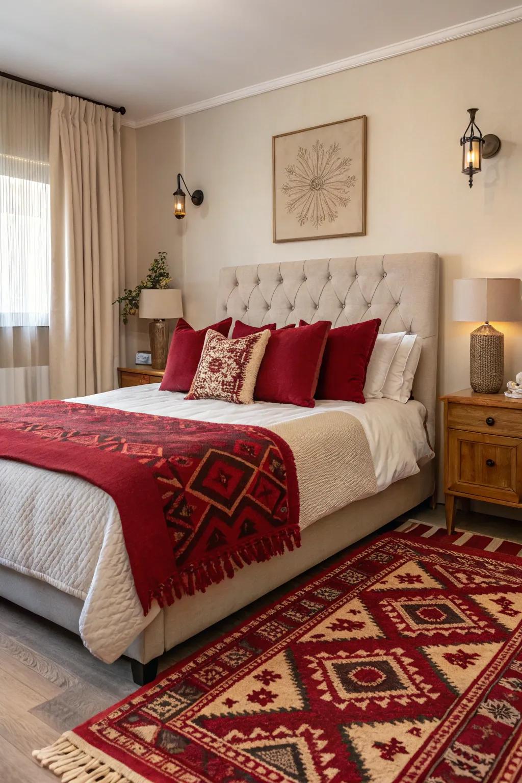 Ruby red accents inject vigor and vibrancy into any space.