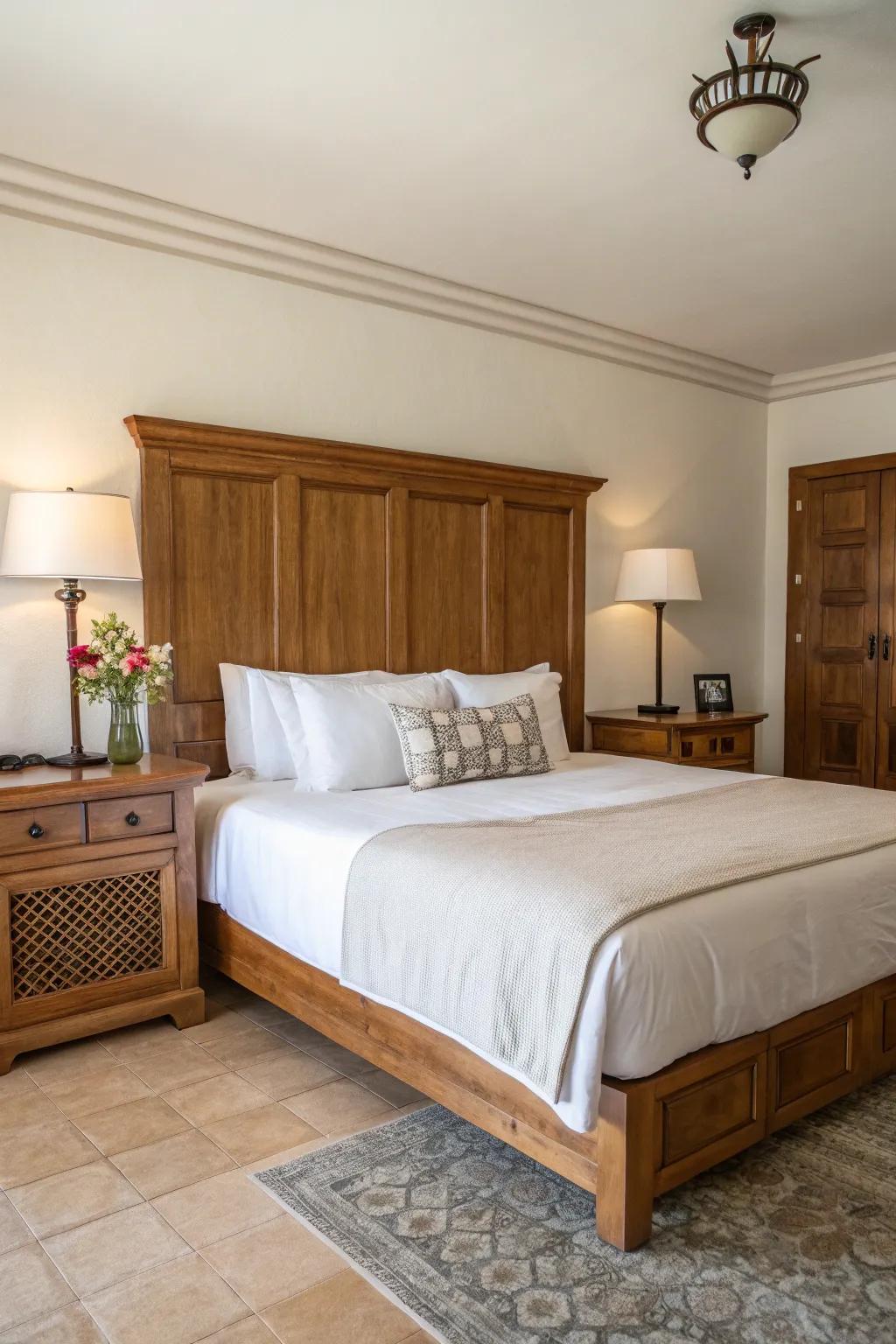 Wooden accents introduce rustic charm.