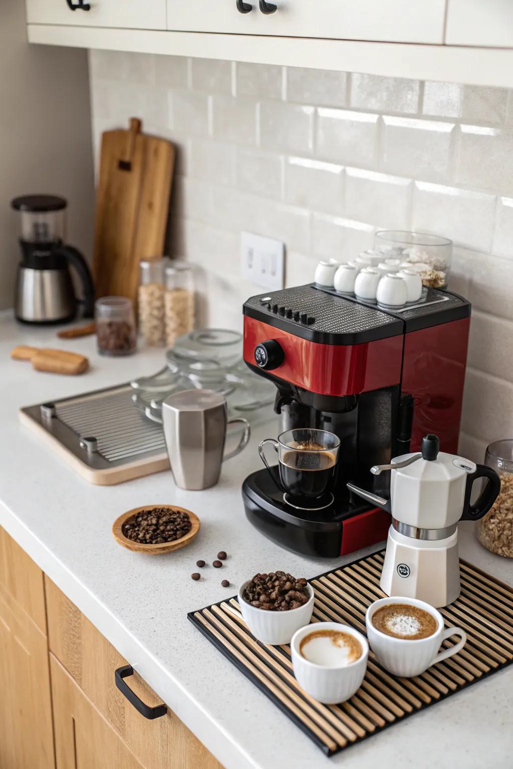 A specialized area for your coffee necessities sustains utmost efficiency.
