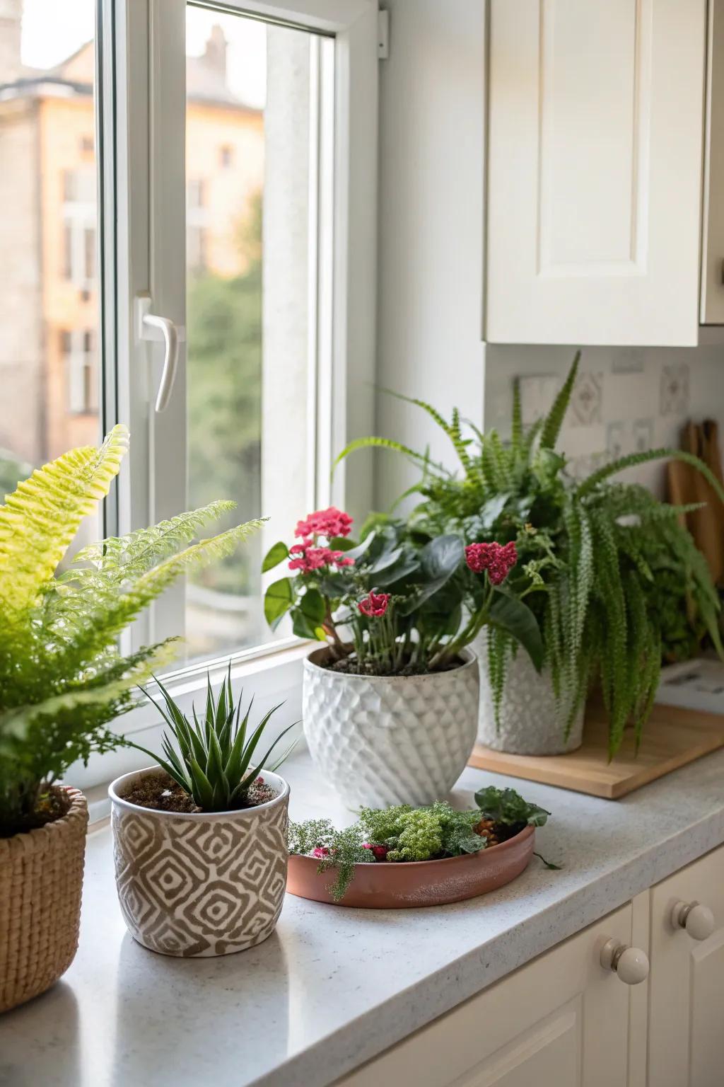 Indoor flora breathes life and palette into your culinary hub.