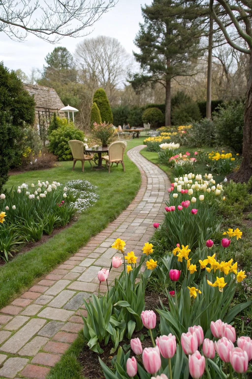 <strong>Blossom rockets</strong> and <strong>golden trumpets</strong> adding structure and color to a garden path.” loading=”lazy” class=”pimg”>
	</picture><figcaption><strong>Blossom rockets</strong> and <strong>golden trumpets</strong> adding structure and color to a garden path.</figcaption></figure>
<p>Introduce structure and elegance to your garden by bordering pathways with <strong>blossom rockets</strong> and <strong>golden trumpets</strong>. This strategy not only marks the path but also assures a delightful walk through your garden.</p>
<h3>Check these products out:</h3>
<ul class=