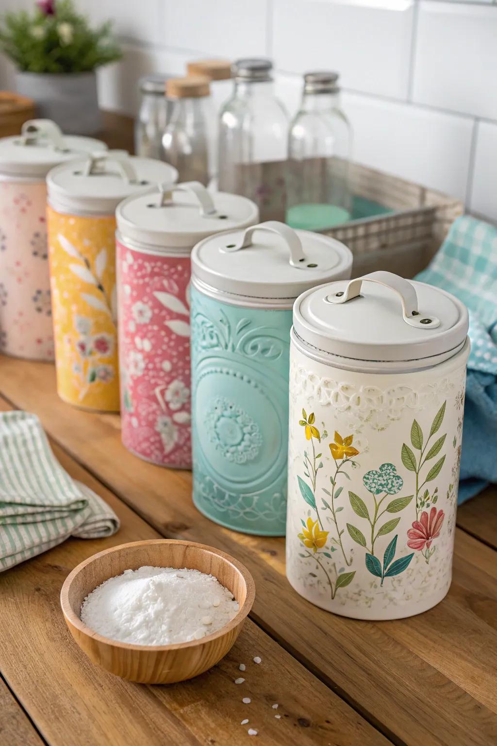 Craft your own detergent and store it in chic containers.