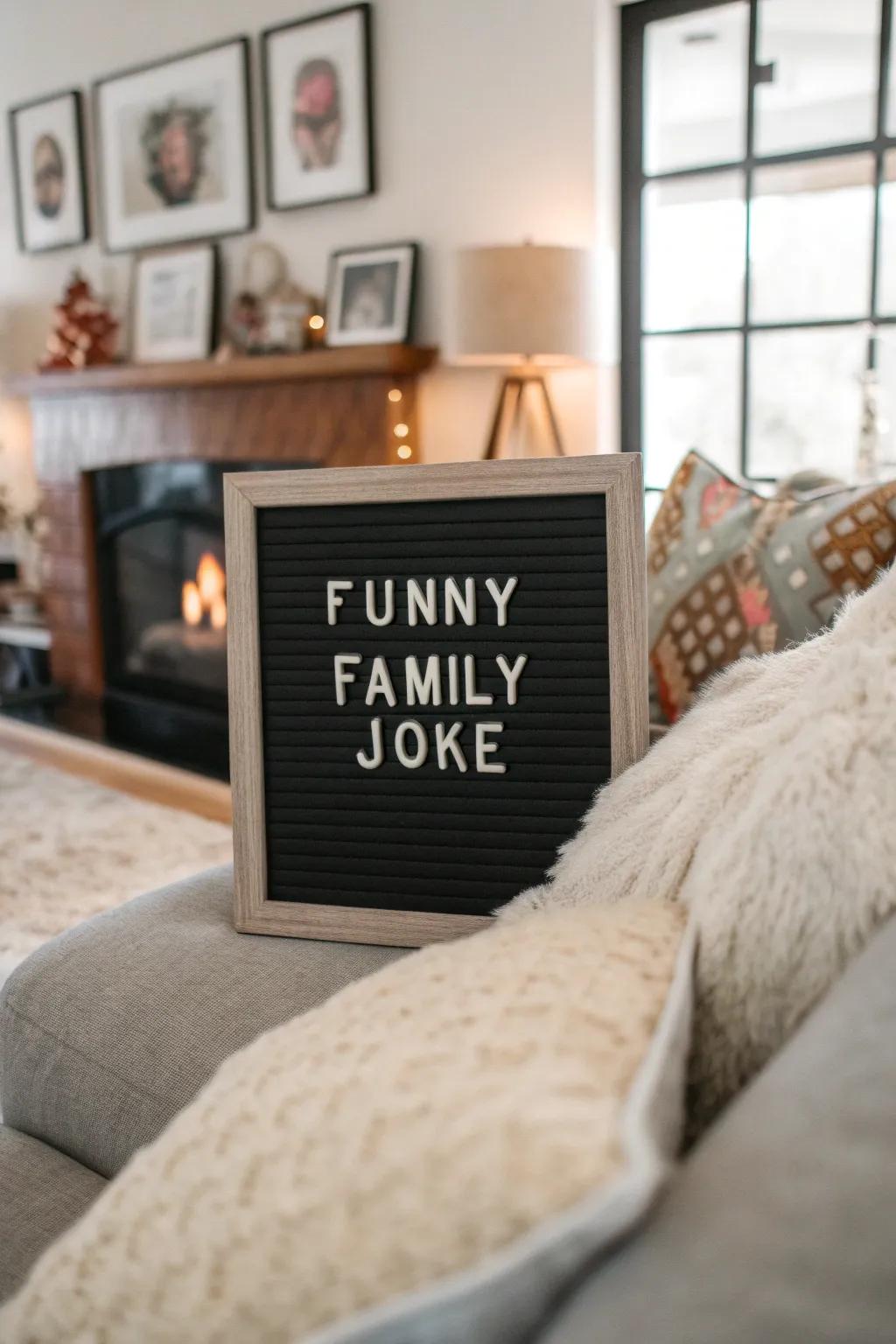 Keep the household amused with an inside joke exhibited on your letter board.