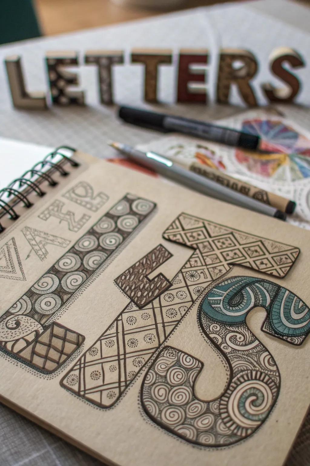 Patterns nestled within letters fashion a compelling visual narrative.