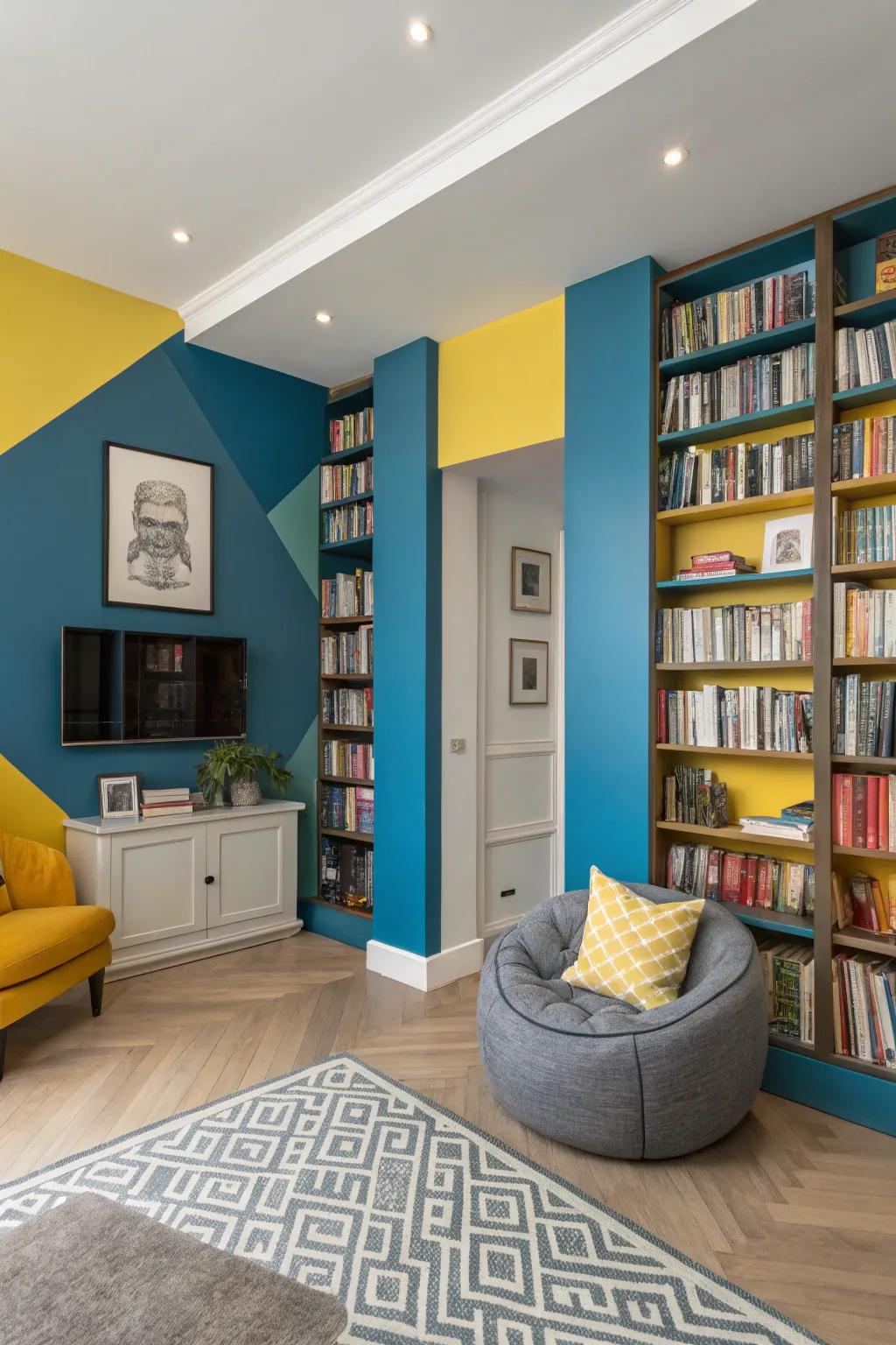 Bright color sections inject vitality and a modern touch into your library.
