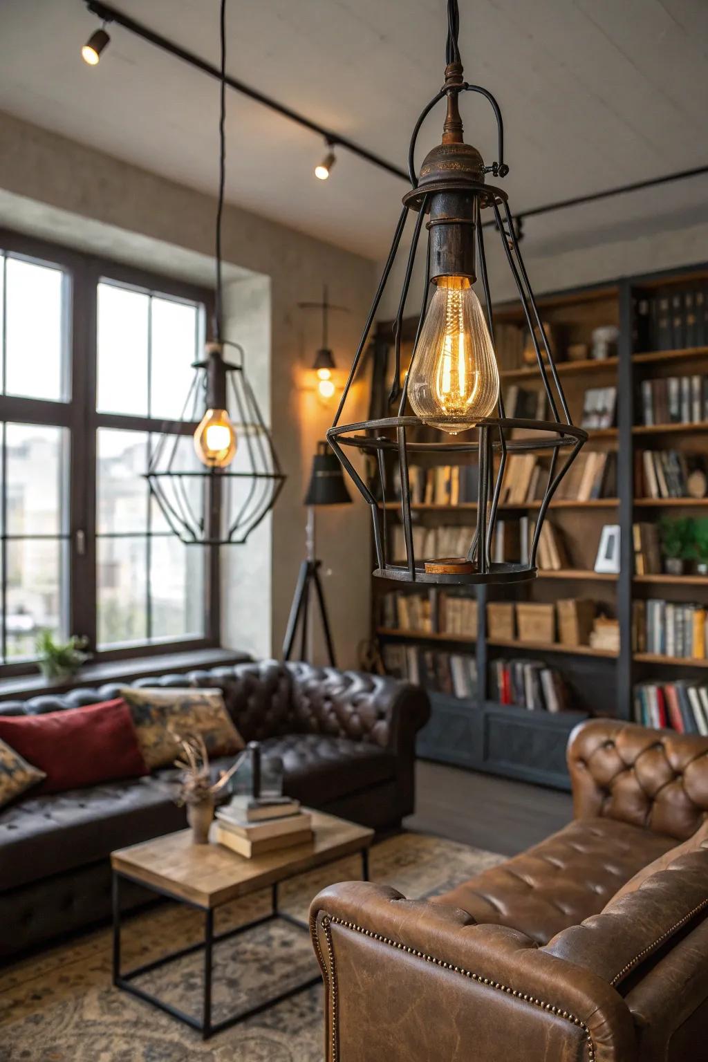 Industrial lighting adds an urban chic touch to any room.