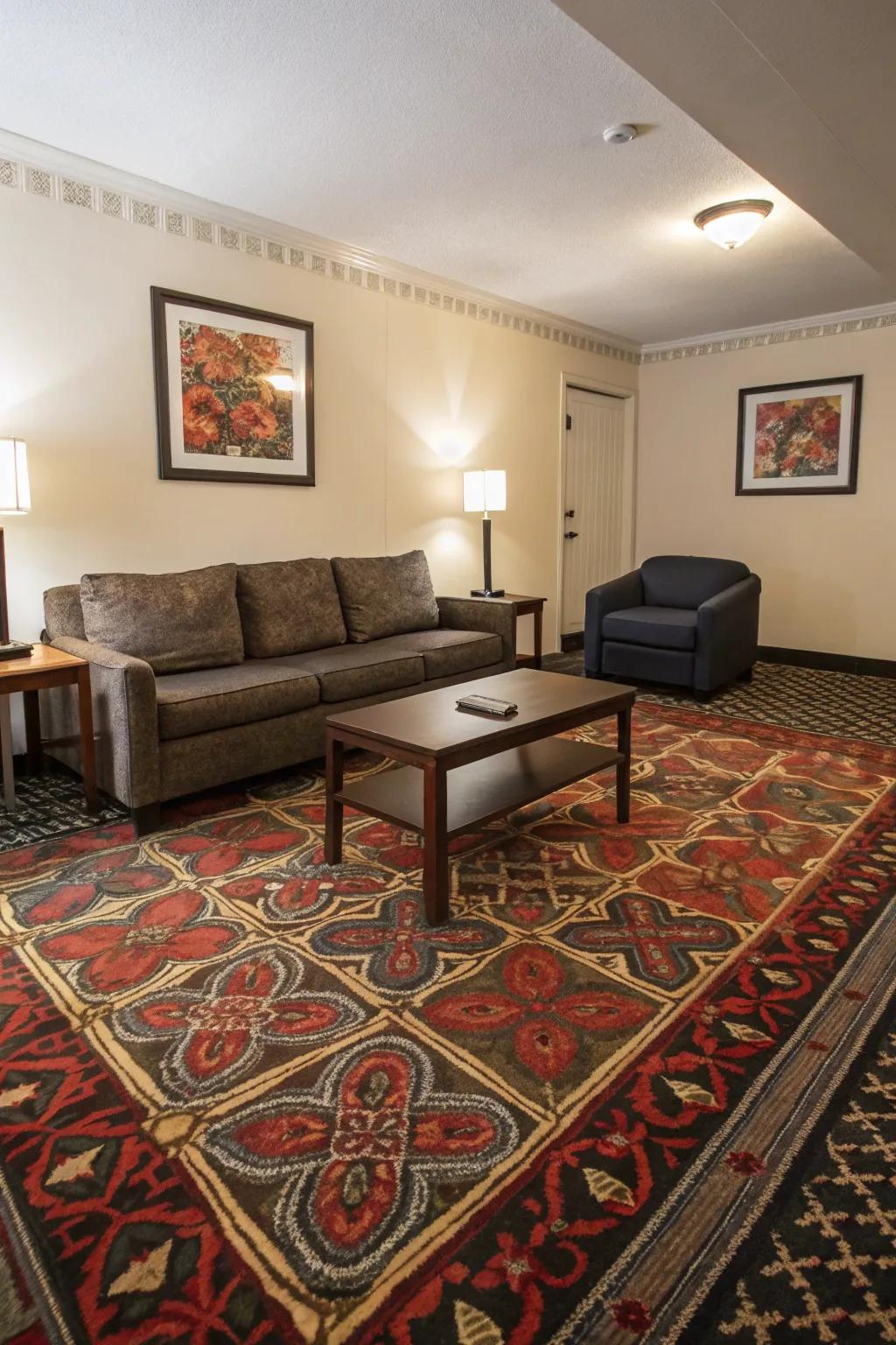 A standout carpet can act as a compelling focal point.