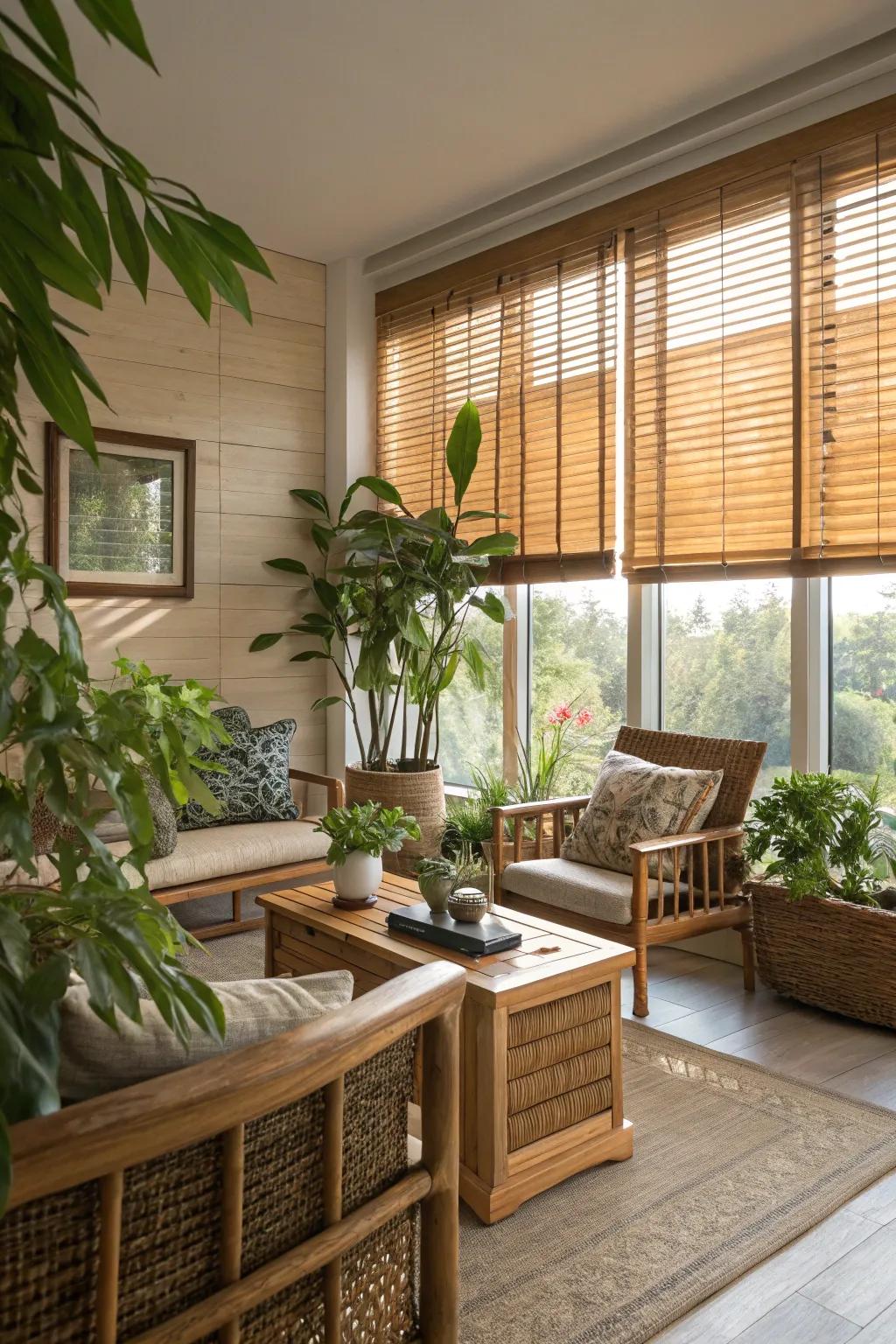 Cane blinds introduce a natural hint to your decor.