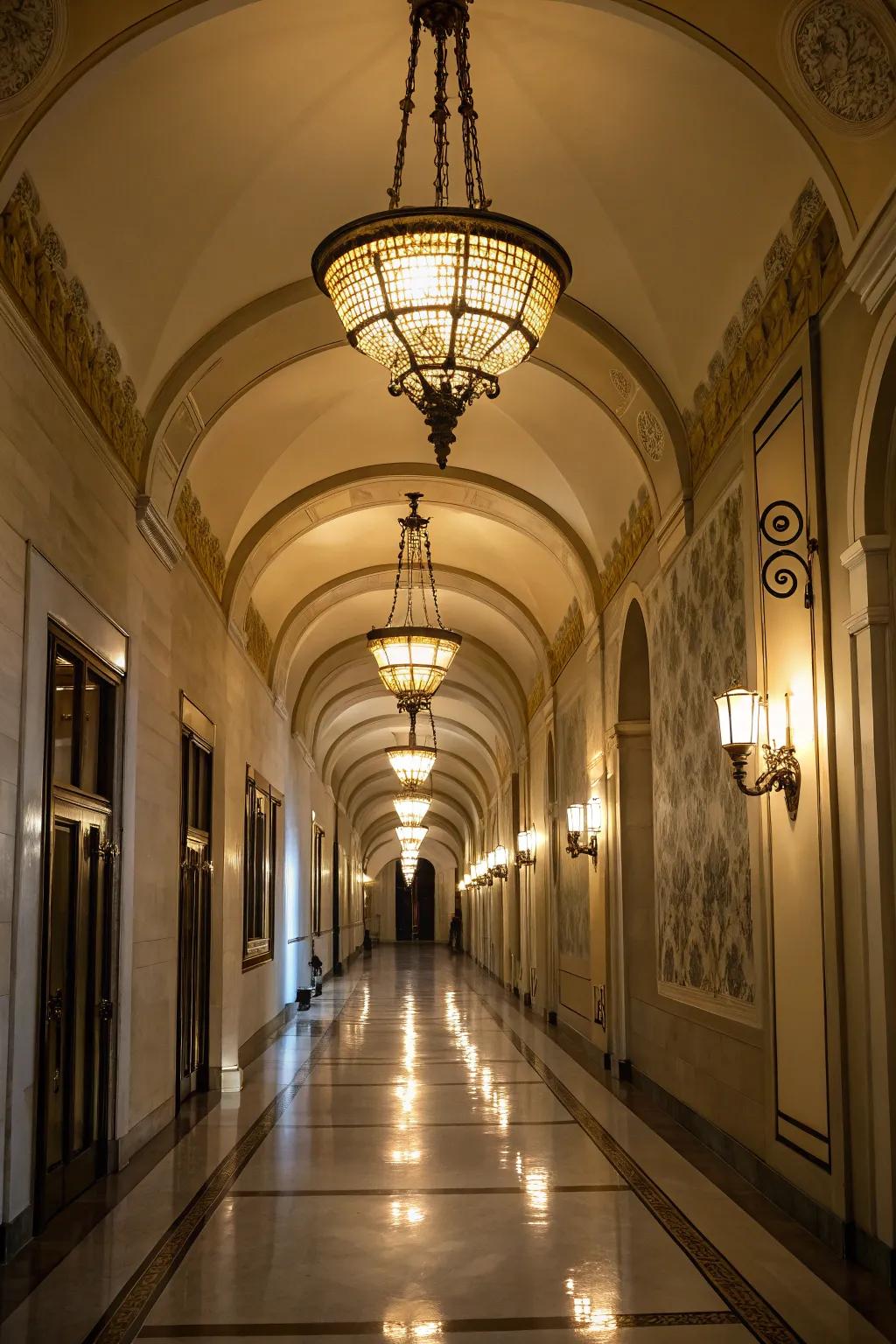 Pendant lights introduce a hint of sophistication and warmth to any hallway.