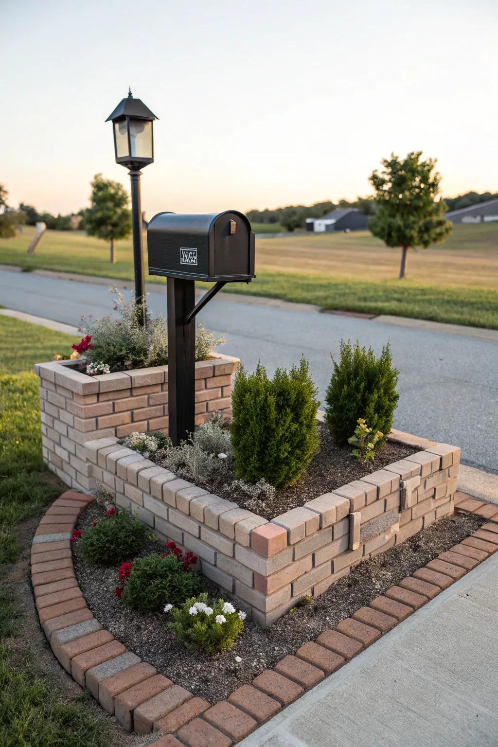 A brick border keeps your mailbox landscaping neat and structured