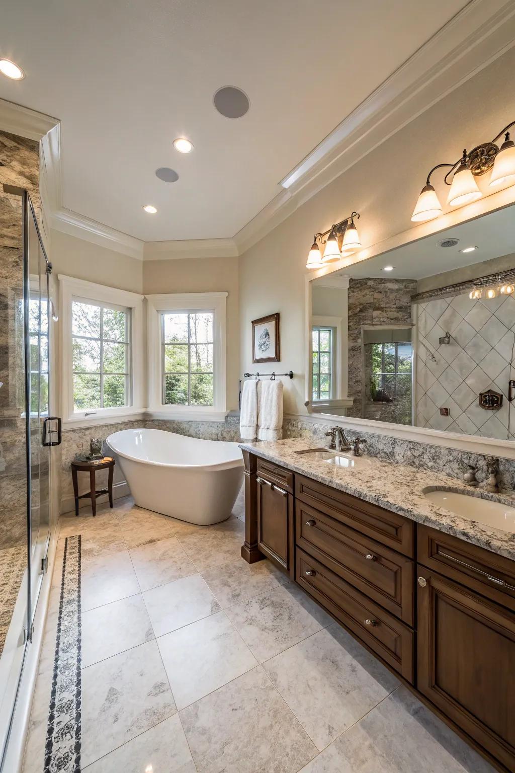 Top-tier materials like marble and granite add sophistication.