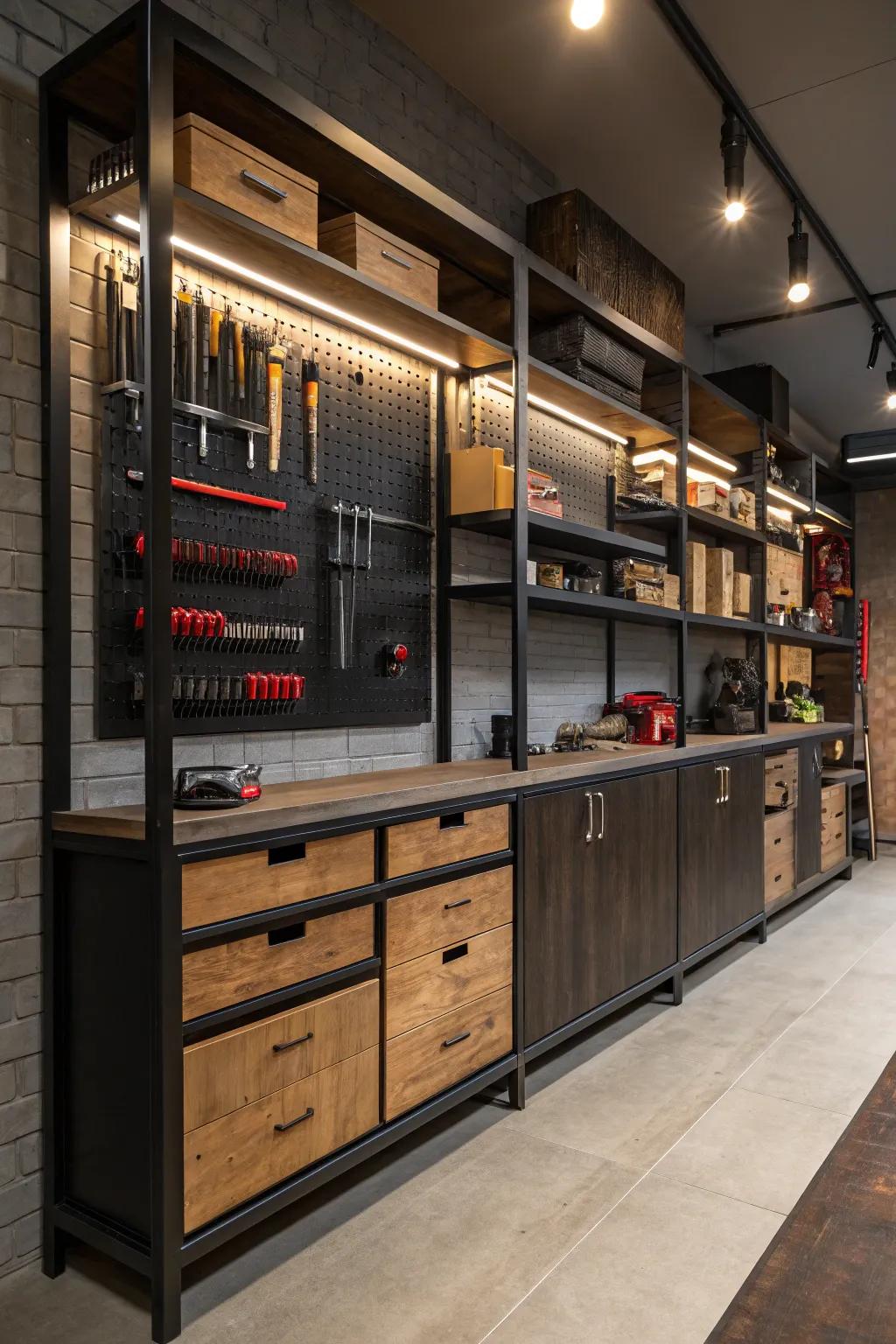 Enhance your workshop with elegant and useful adaptable shelving &ndash; ideal for the systematized artisan.