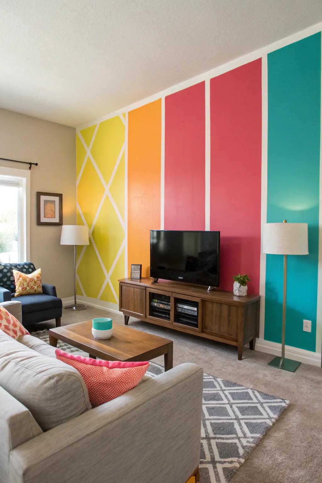 Walls become vibrant focal points through color blocking