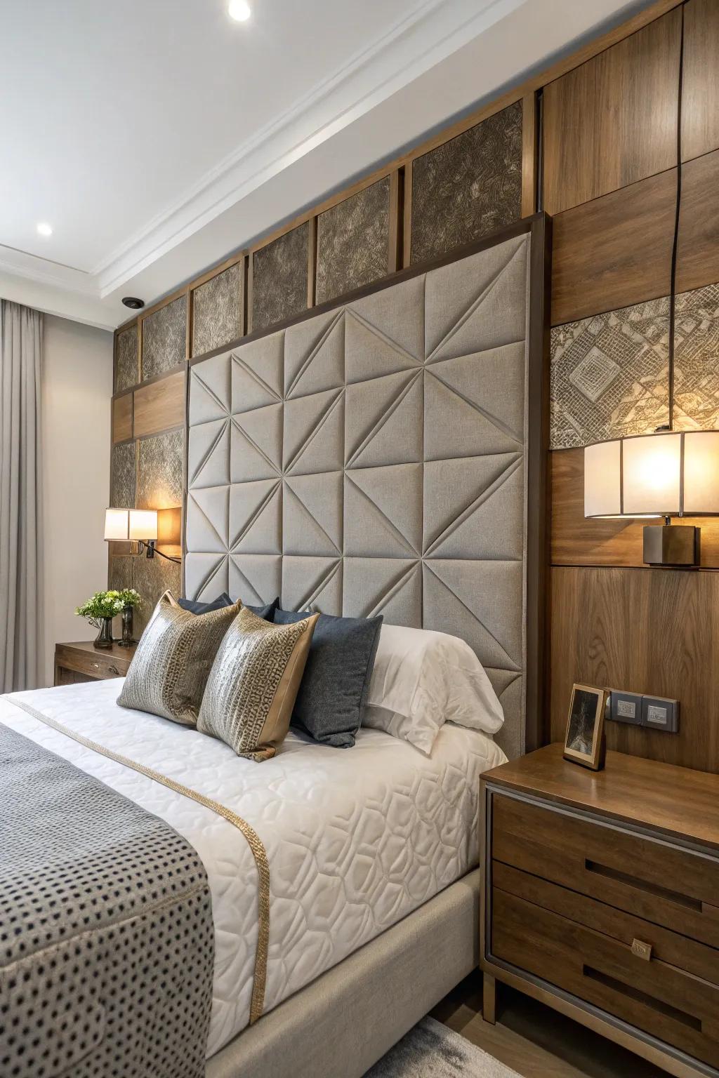 Deepen the character with a headboard wall using various finishes.