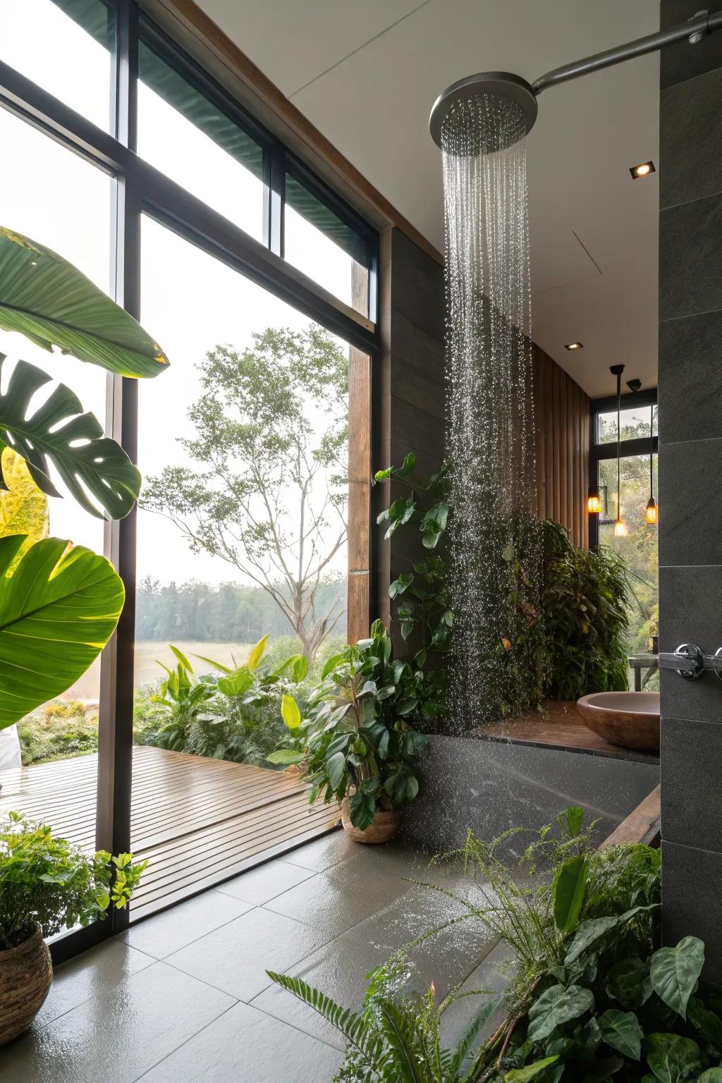 Natural light brings warmth and vitality to your shower space.
