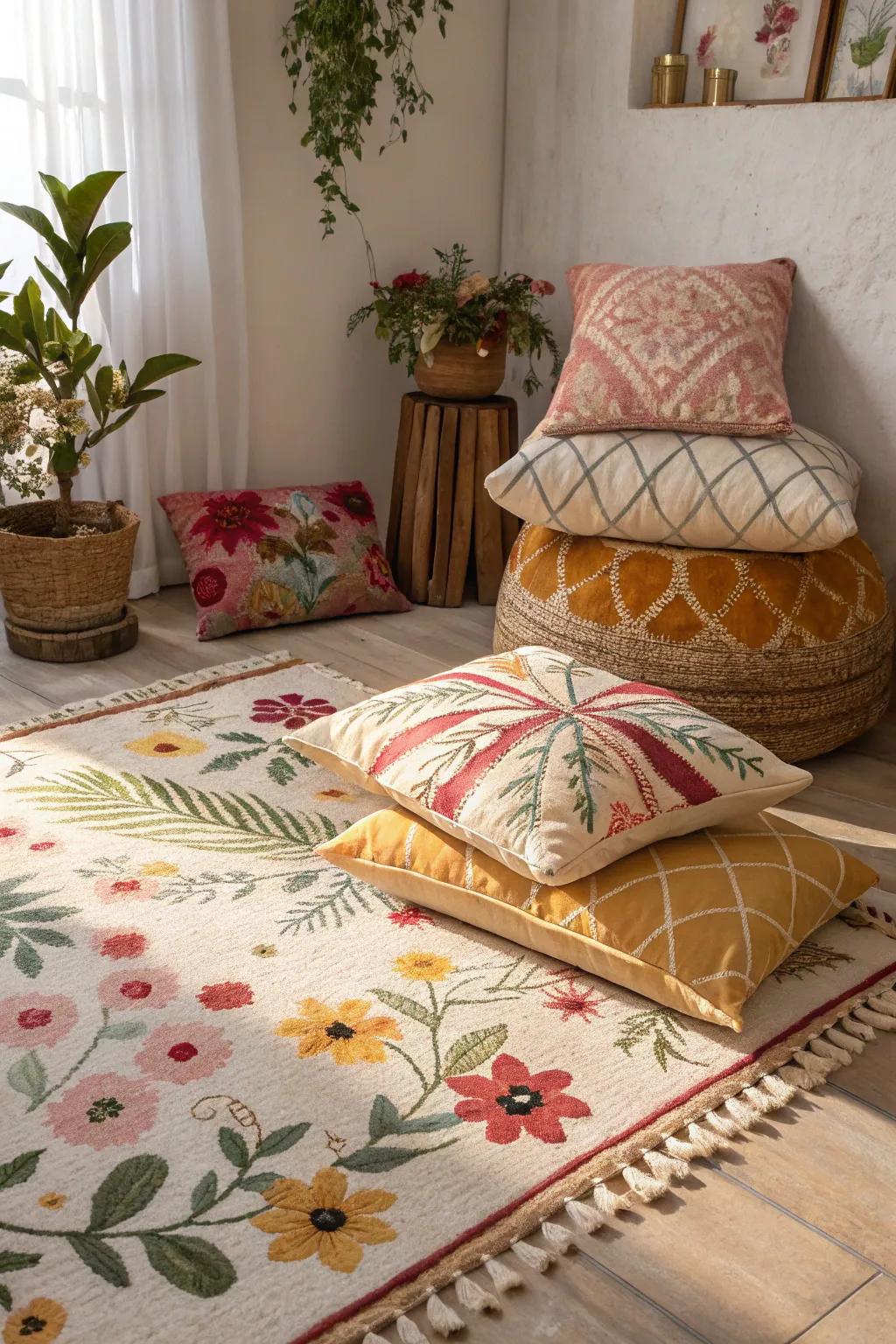 A gorgeous fusion of surfaces and layouts crafts a cozy ambiance.