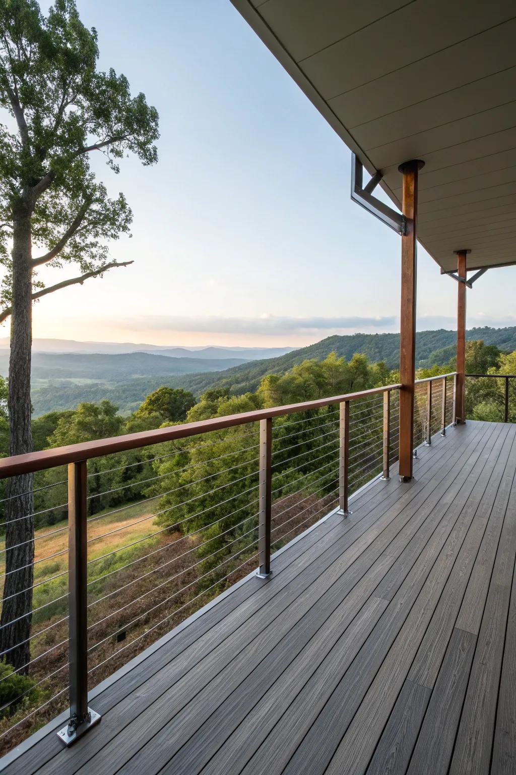 Cable railings offer a clean, unobtrusive design.