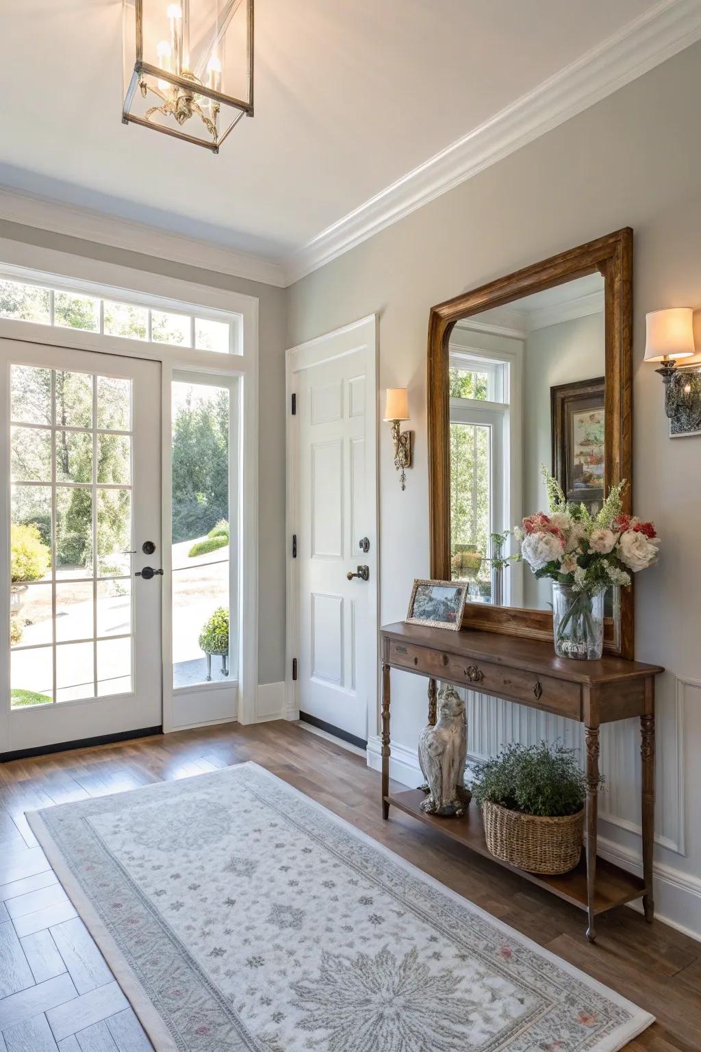 Glasses can render entryways more hospitable and airy.