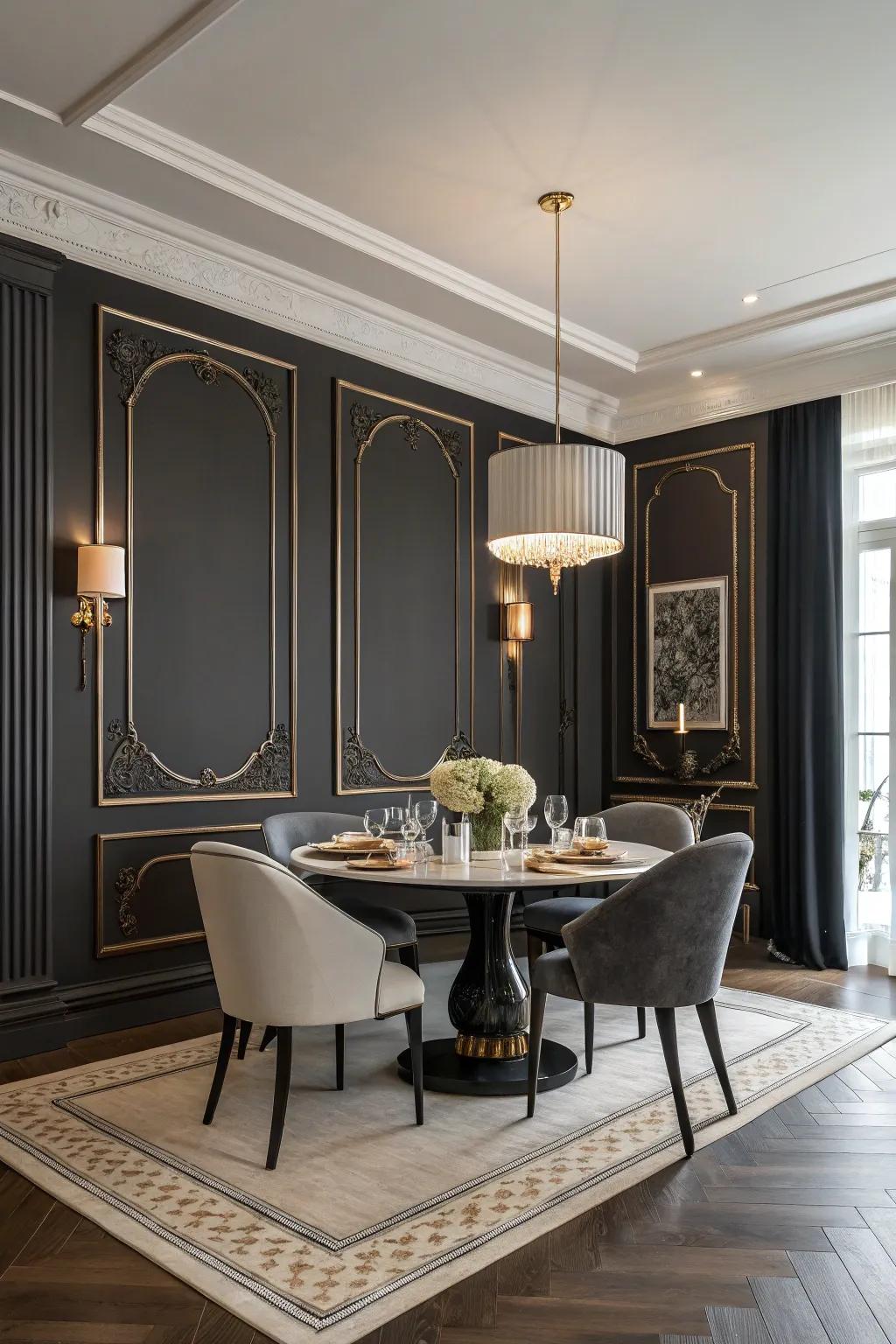 Dining area featuring upright edgings for a graceful detail.