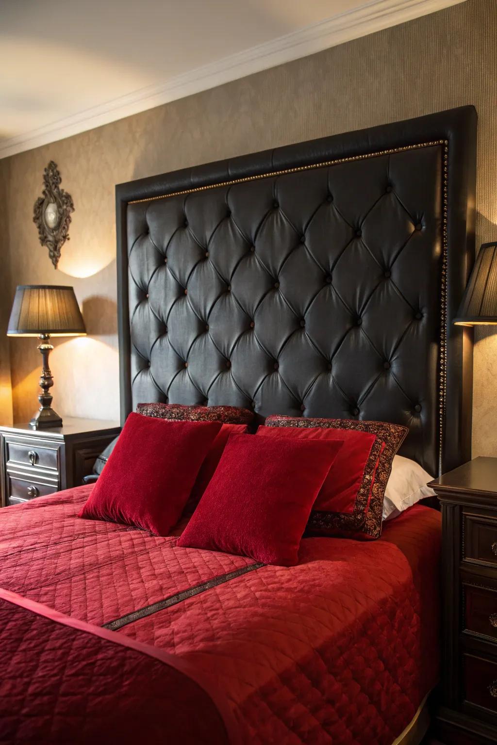 A button-tufted headboard introduces a note of elegance and sophistication.