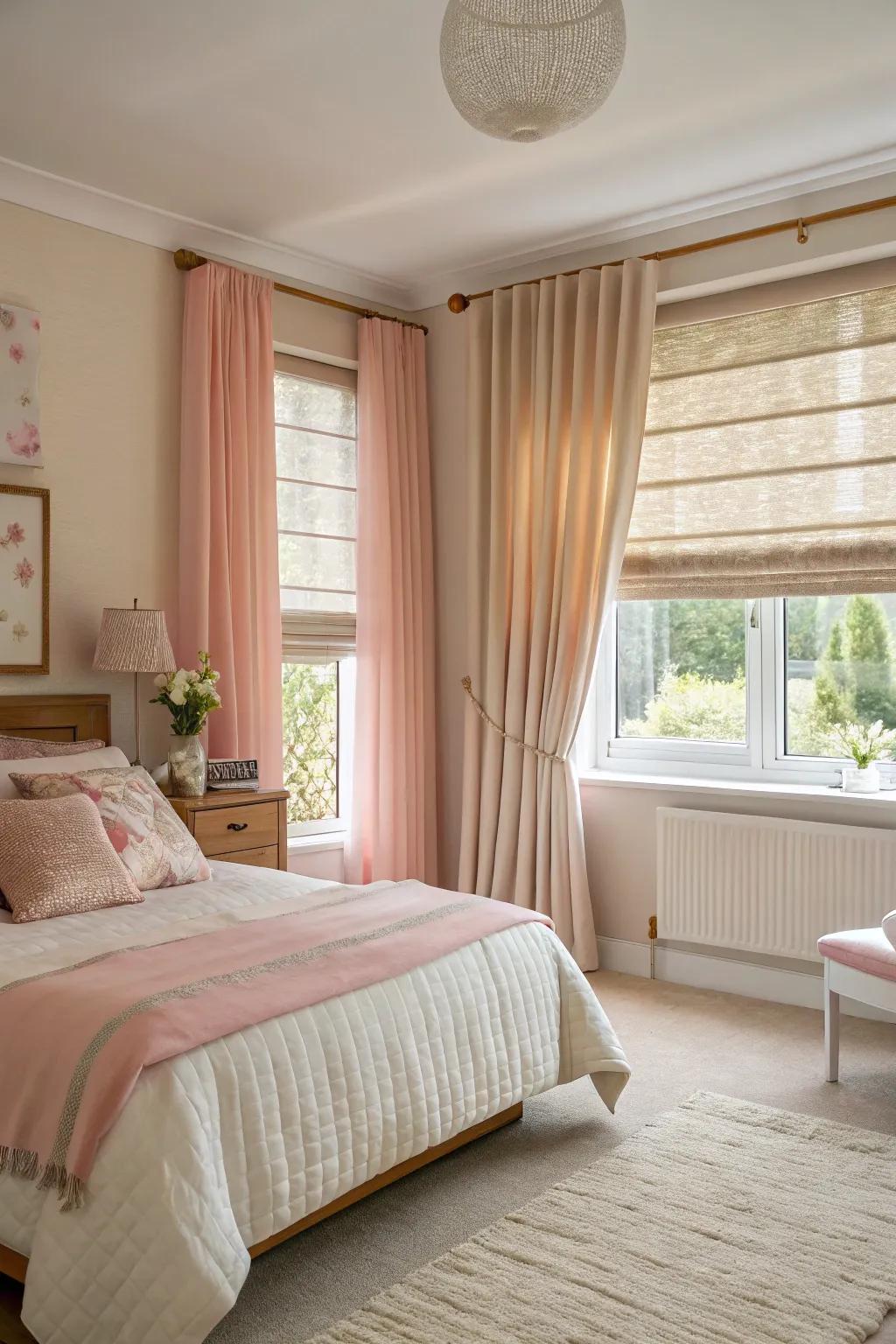Layering blinds and curtains elevates both depth and style.