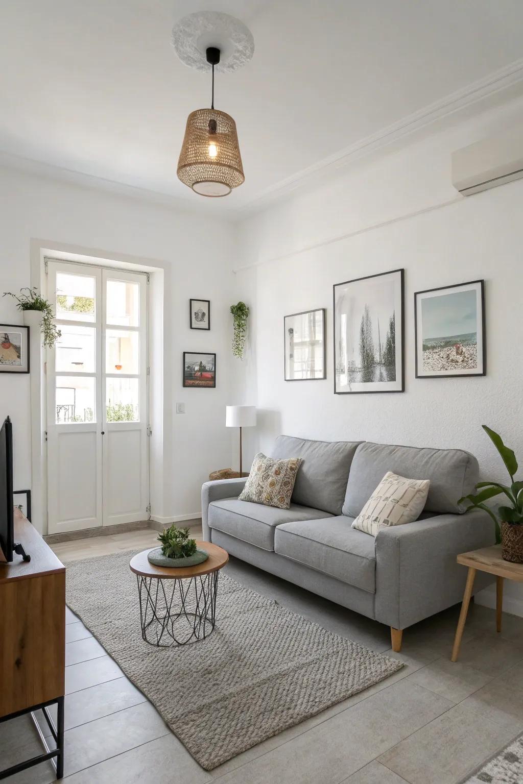 A tranquil, neutral living room highlighting modern elegance.