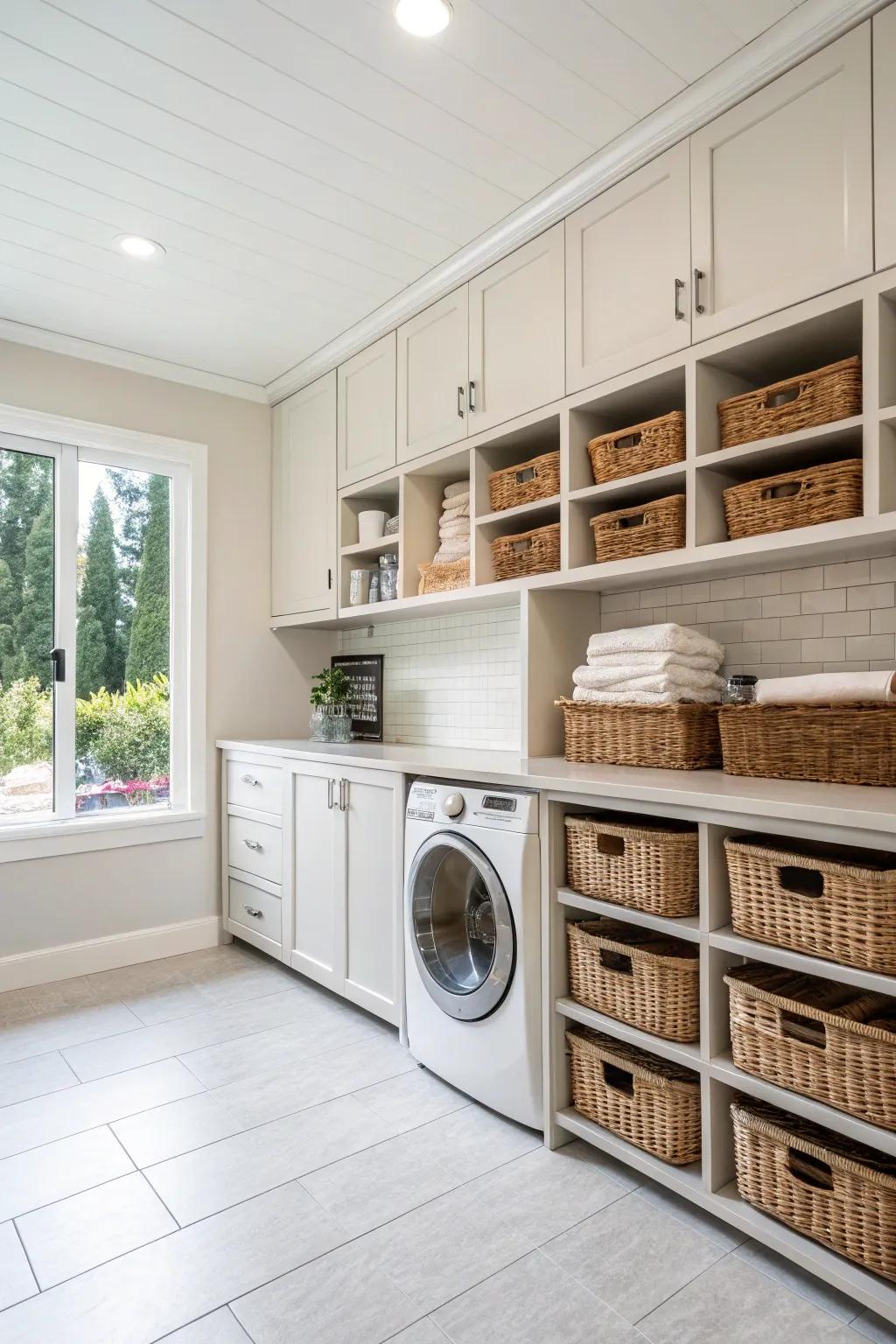 Ample storage ensures your laundry essentials are neatly organized.