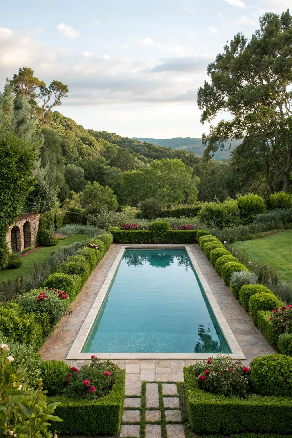 Craft a natural sanctuary with surrounding verdure.