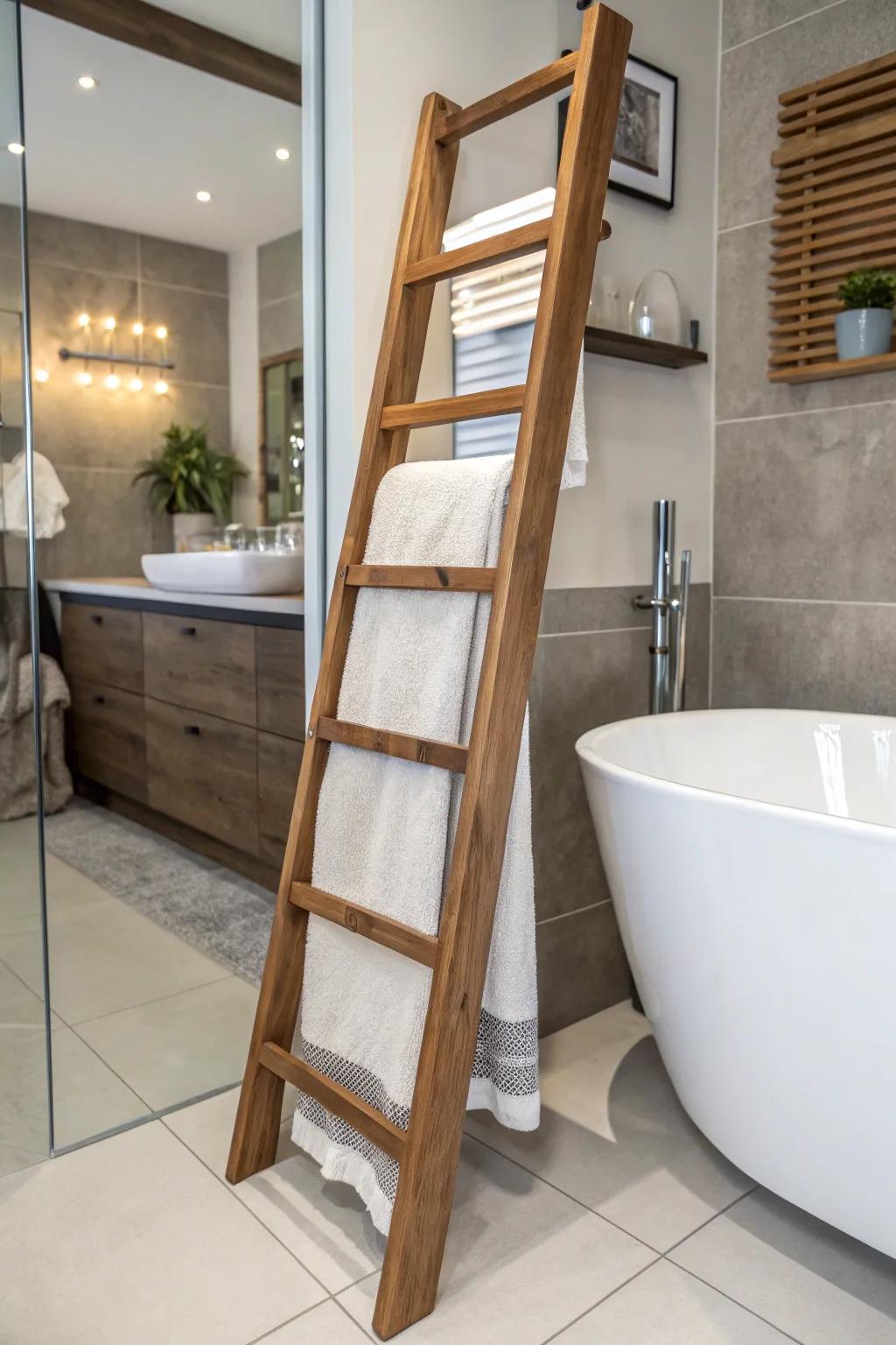 Effortlessly stylish: the freestanding towel ladder.