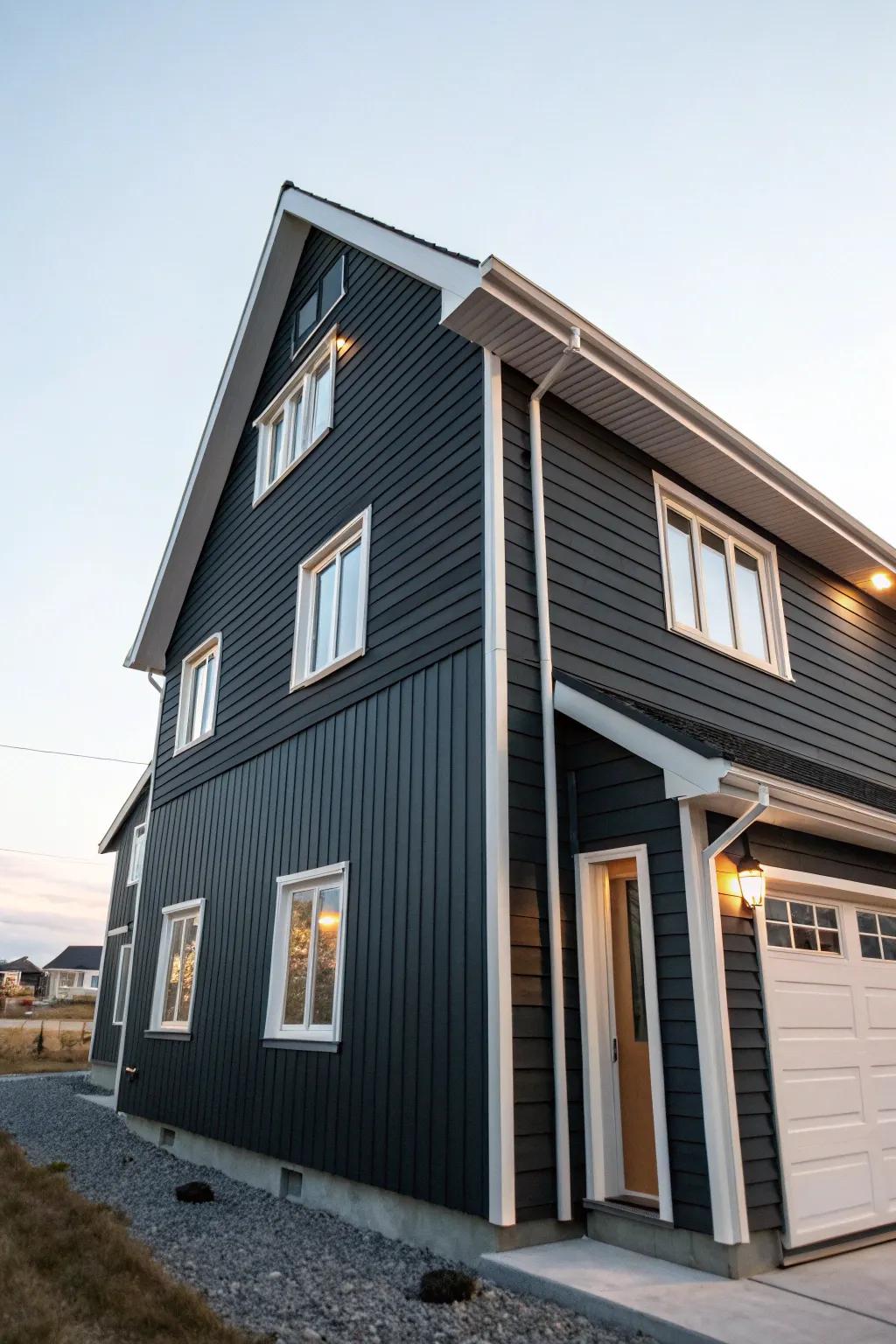 Sophisticated dark vertical siding