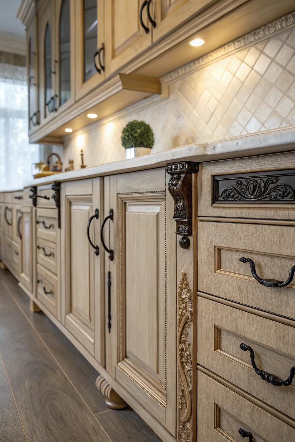 The perfect blend of vintage elegance and contemporary design in cabinetry.