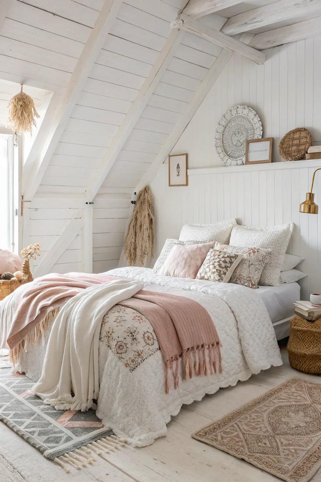 Varied tactility offers warmth and dimension to an ivory space.