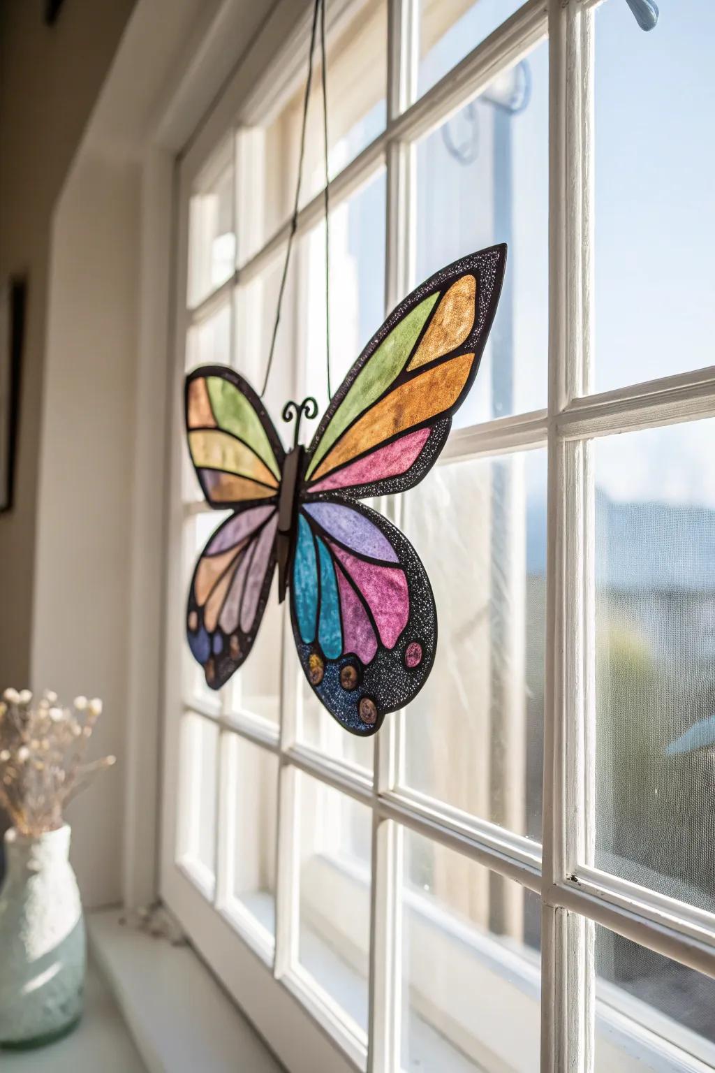 Brighten your area with the energetic allure of artisanal tinged window butterflies. 🌿✨