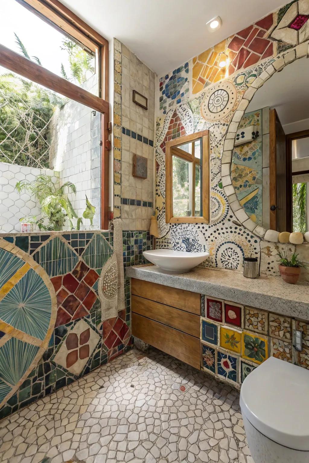Unleash your creativity with an eclectic mix of mosaic tiles.